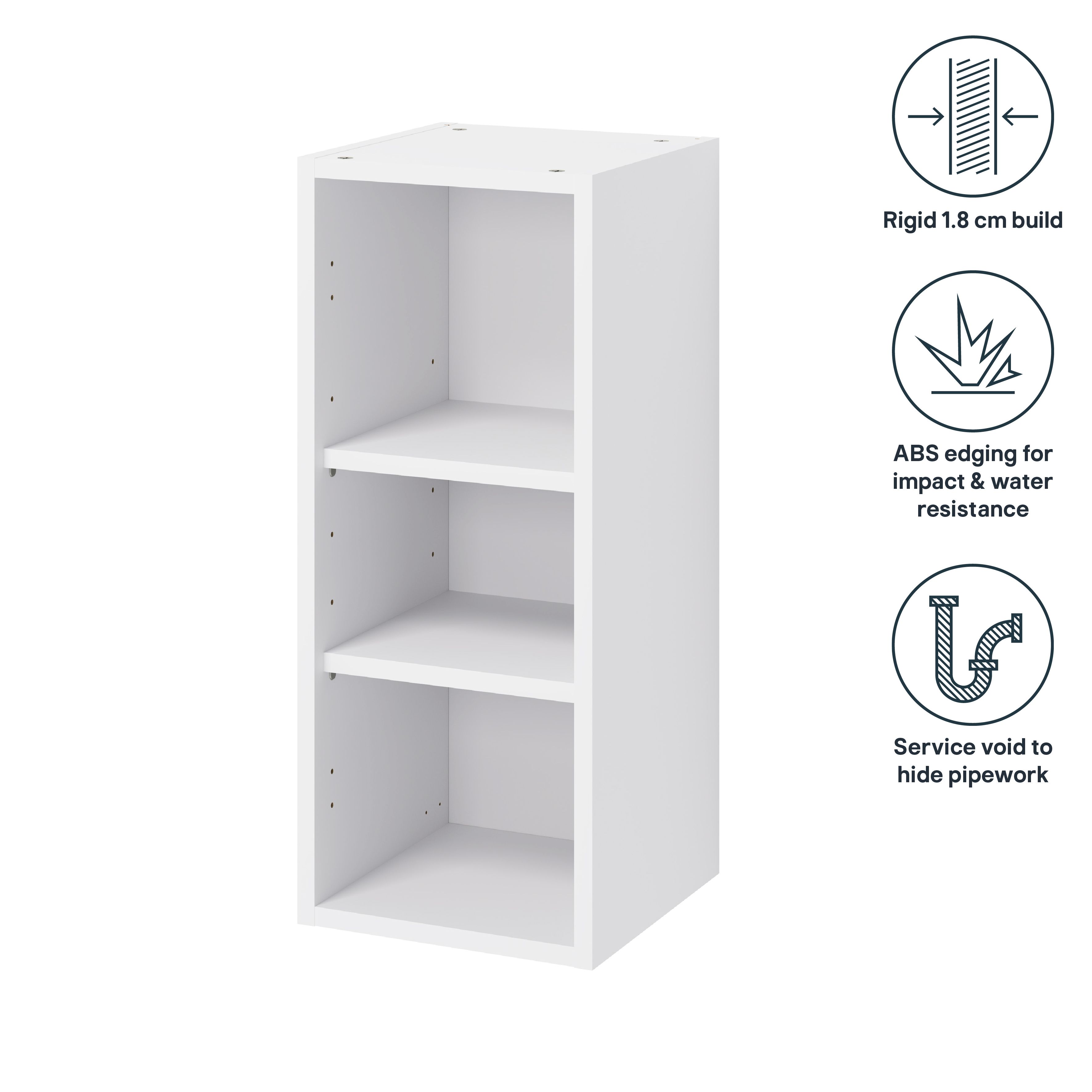 GoodHome Caraway Matt White Standard Wall cabinet, (W)300mm (D)320mm