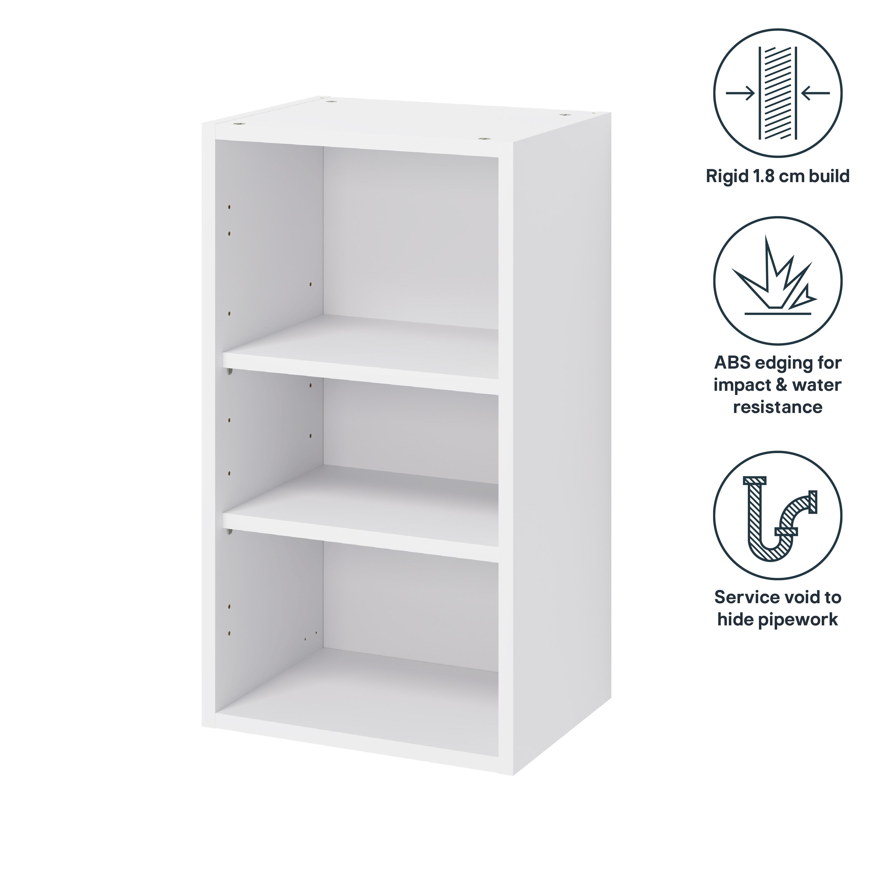 GoodHome Caraway Matt White Standard Wall cabinet, (W)400mm (D)320mm