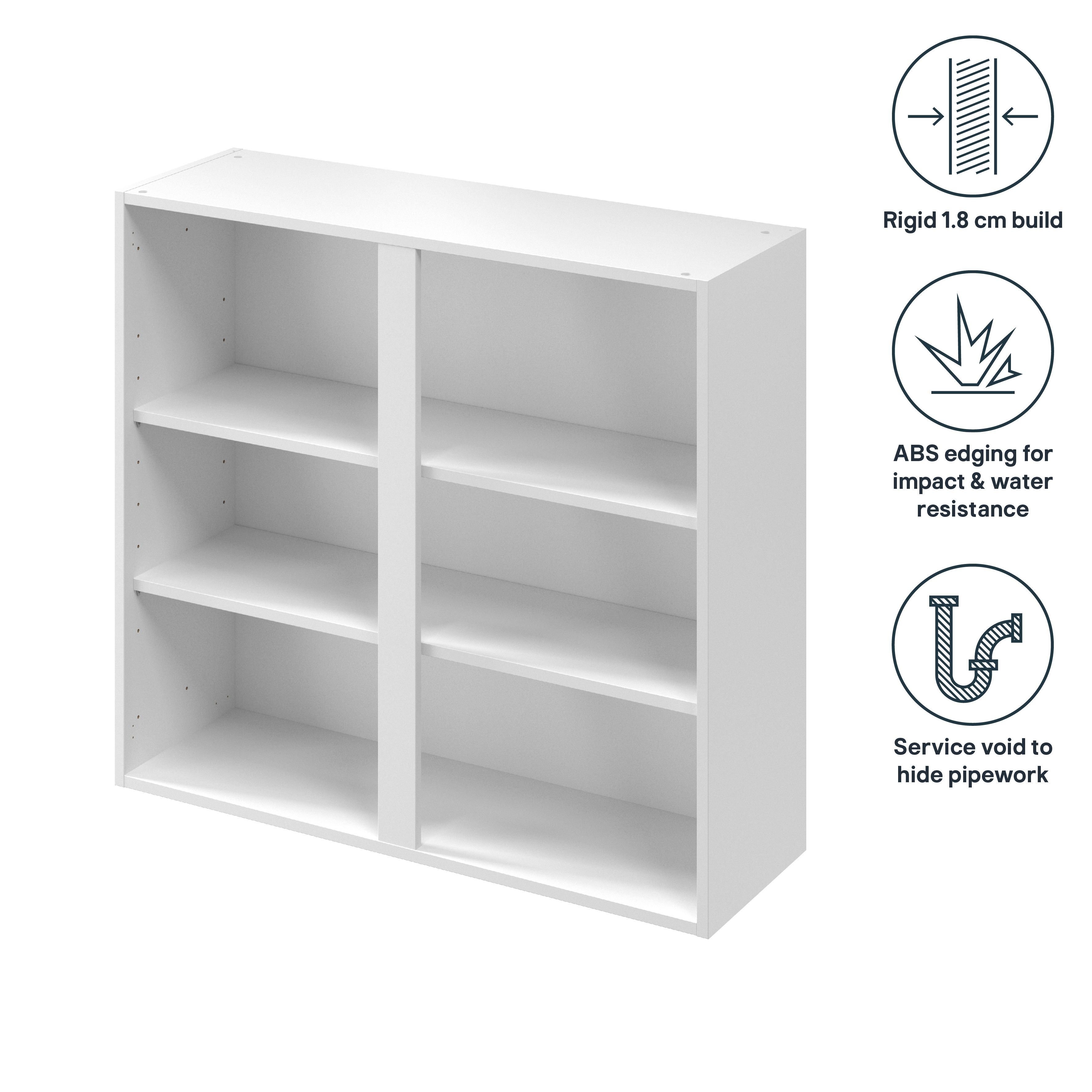 GoodHome Caraway Matt White Tall Wall cabinet, (W)1000mm (D)320mm