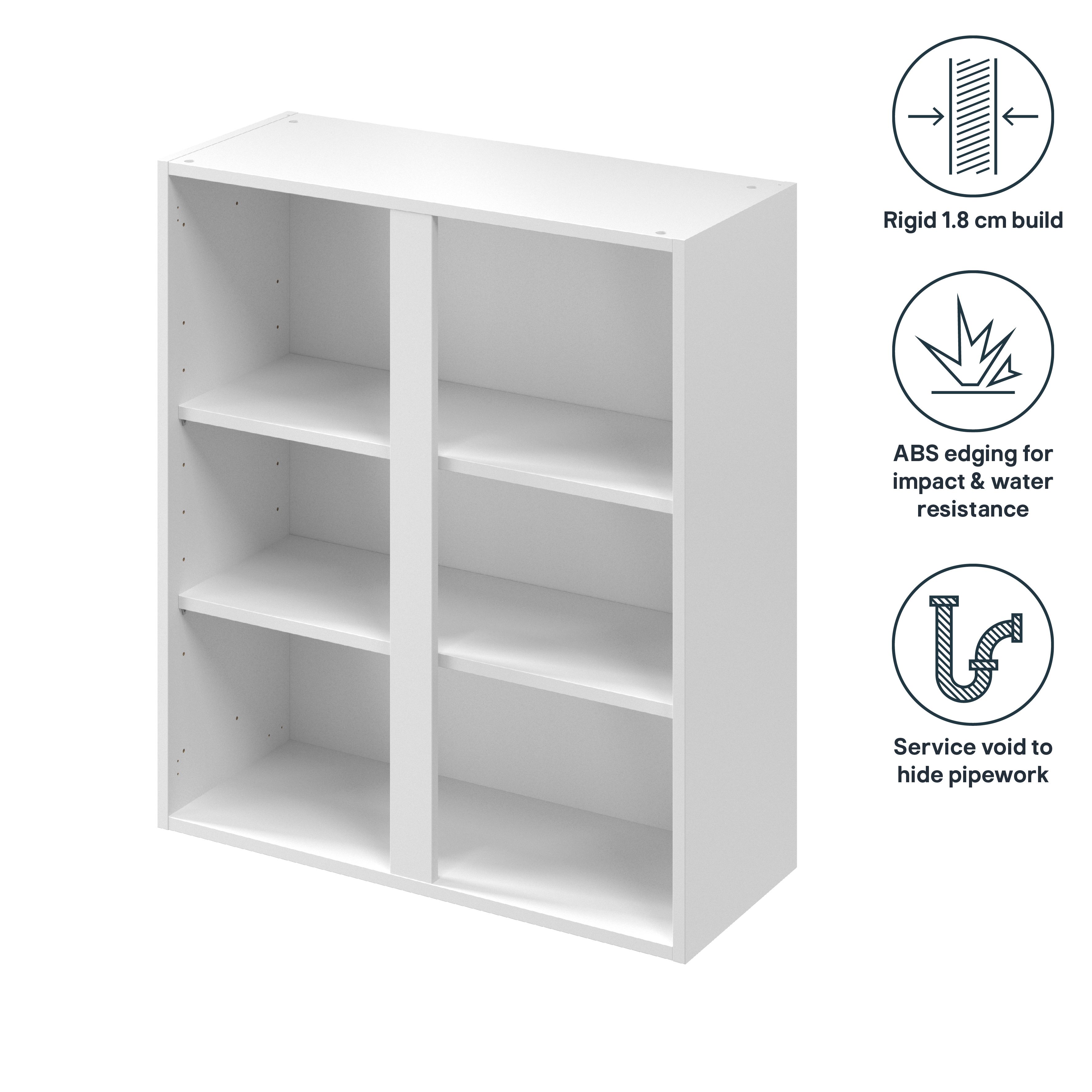 GoodHome Caraway Matt White Tall Wall cabinet, (W)800mm (D)320mm