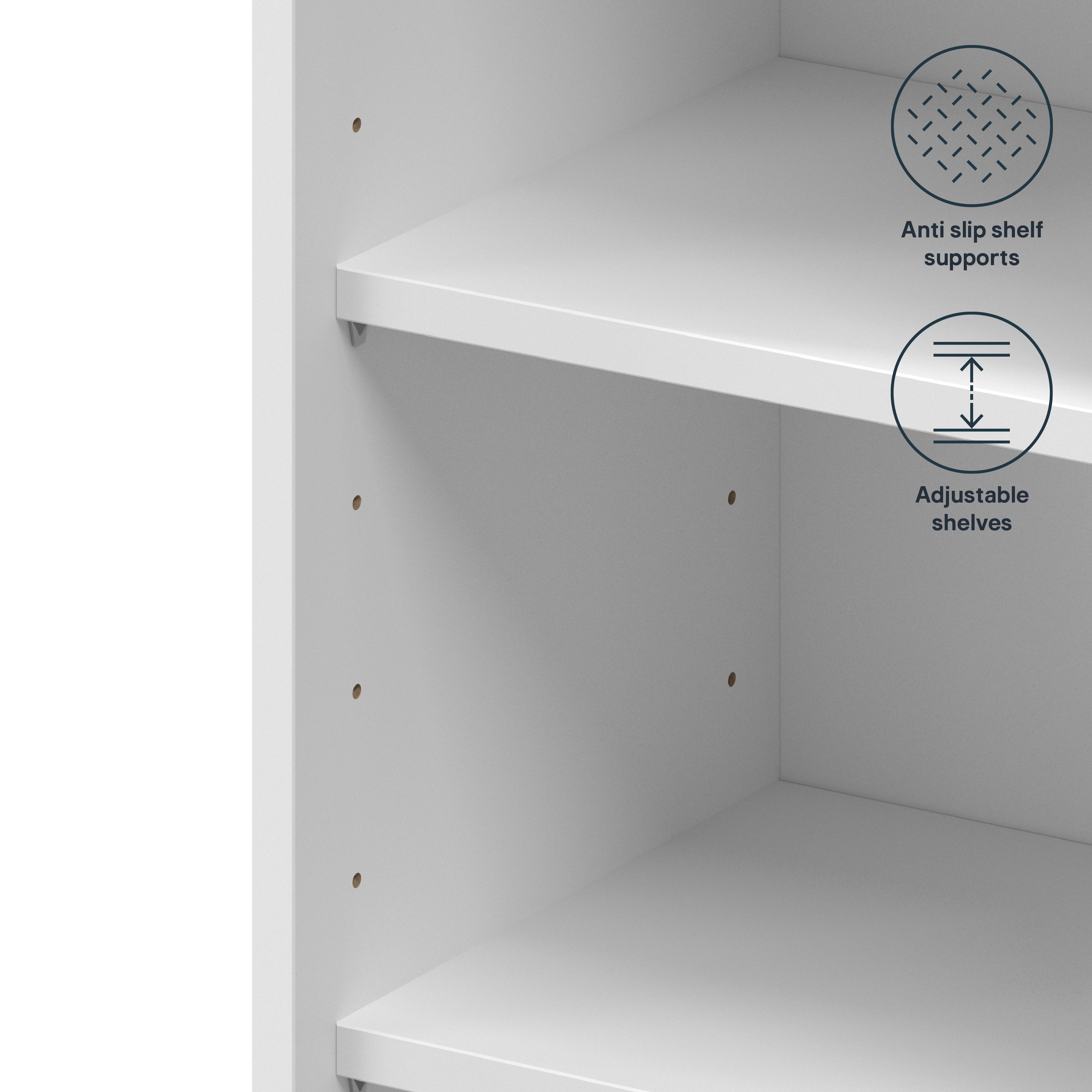 GoodHome Caraway Matt White Tall Wall cabinet, (W)800mm (D)320mm