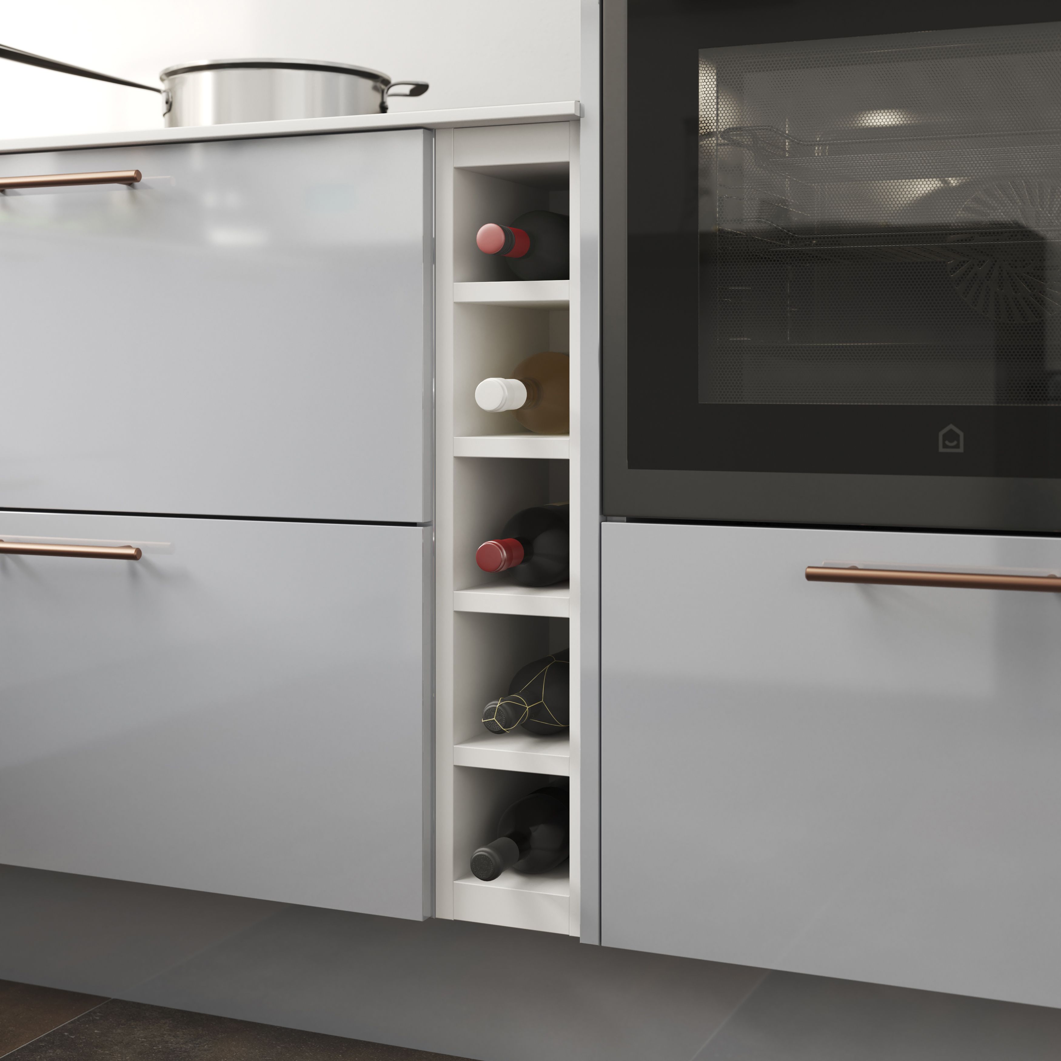 GoodHome Caraway Matt white Wine rack, (H)720mm(W)150mm