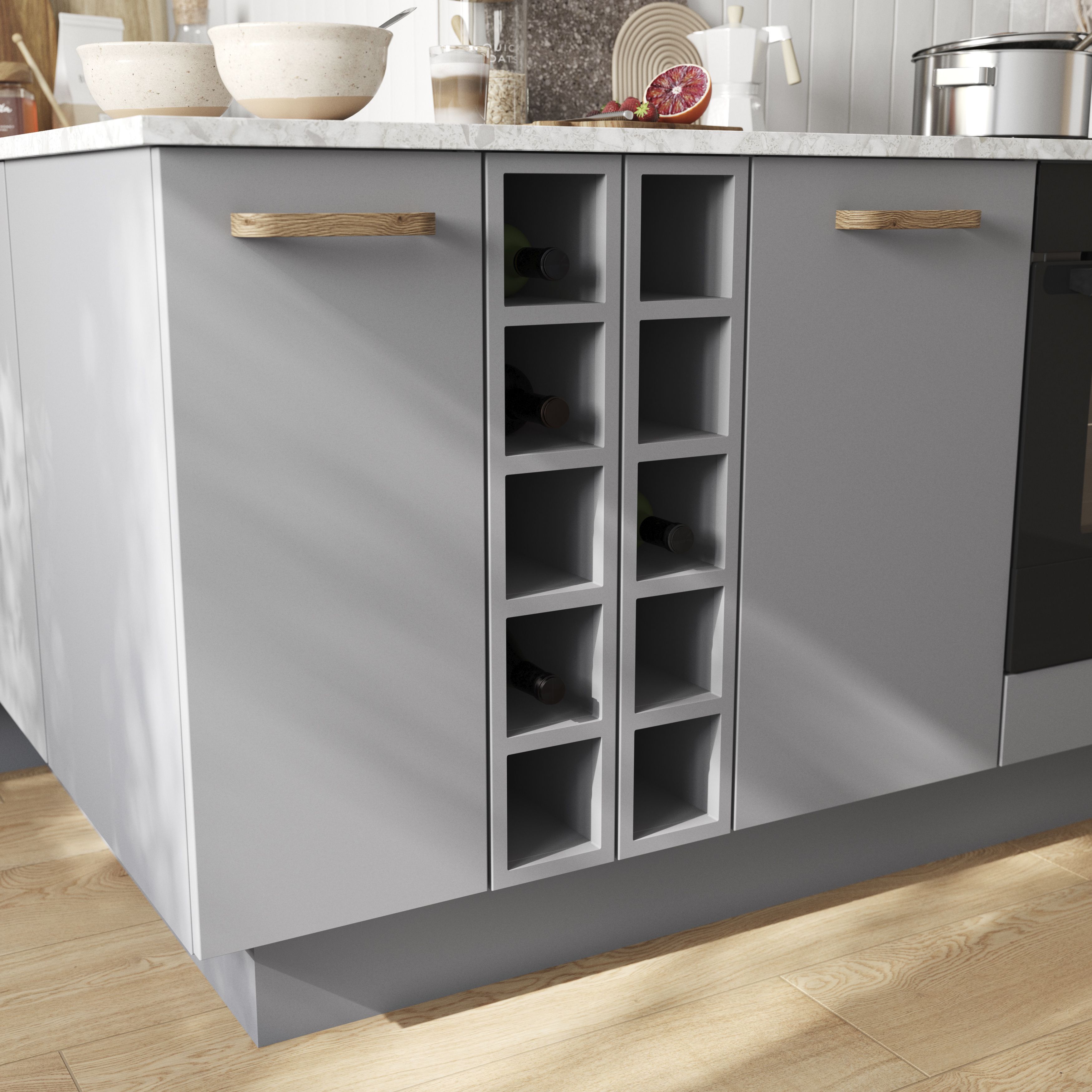 GoodHome Caraway Matt white Wine rack, (H)720mm(W)150mm