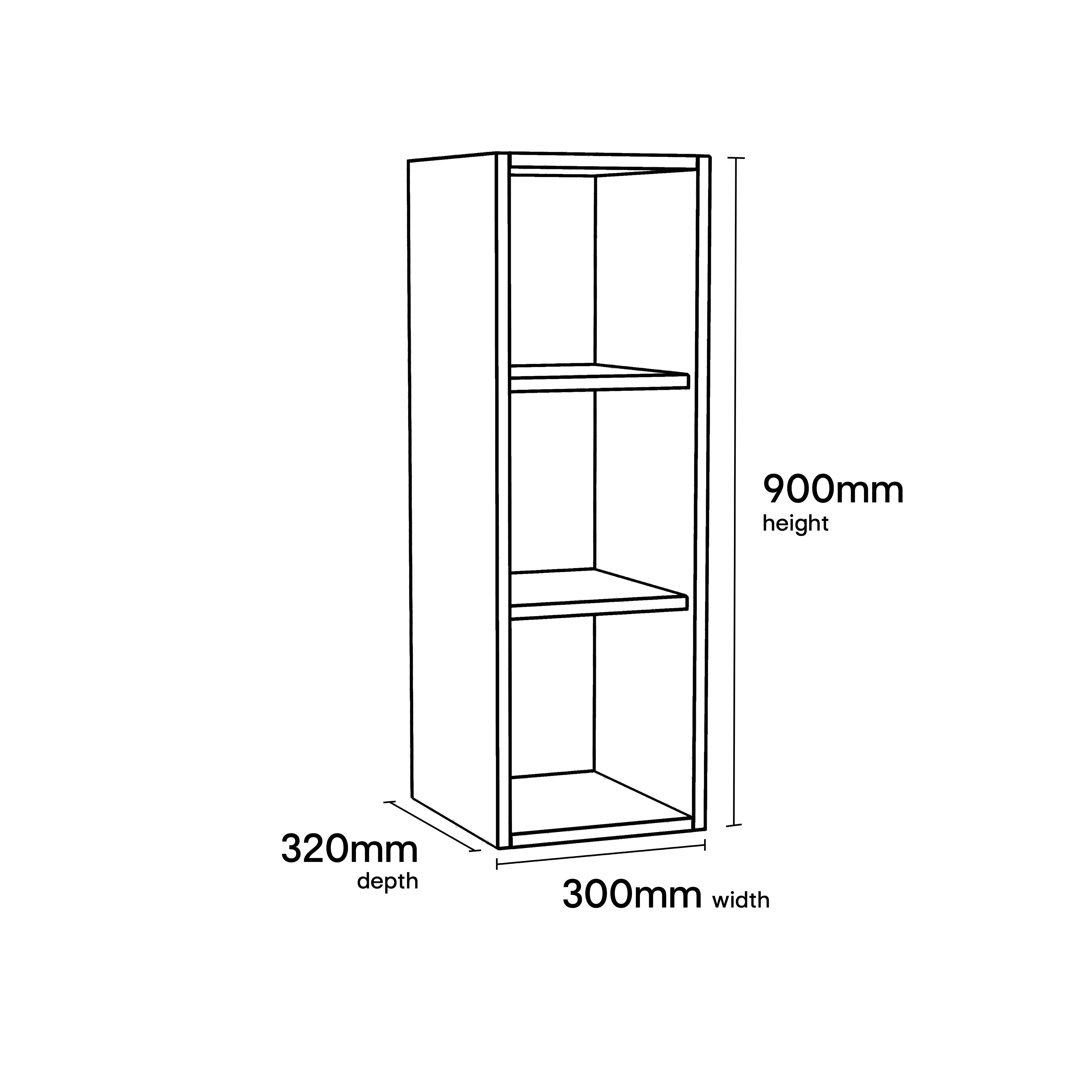 GoodHome Caraway Oak effect Tall Wall cabinet, (W)300mm (D)320mm
