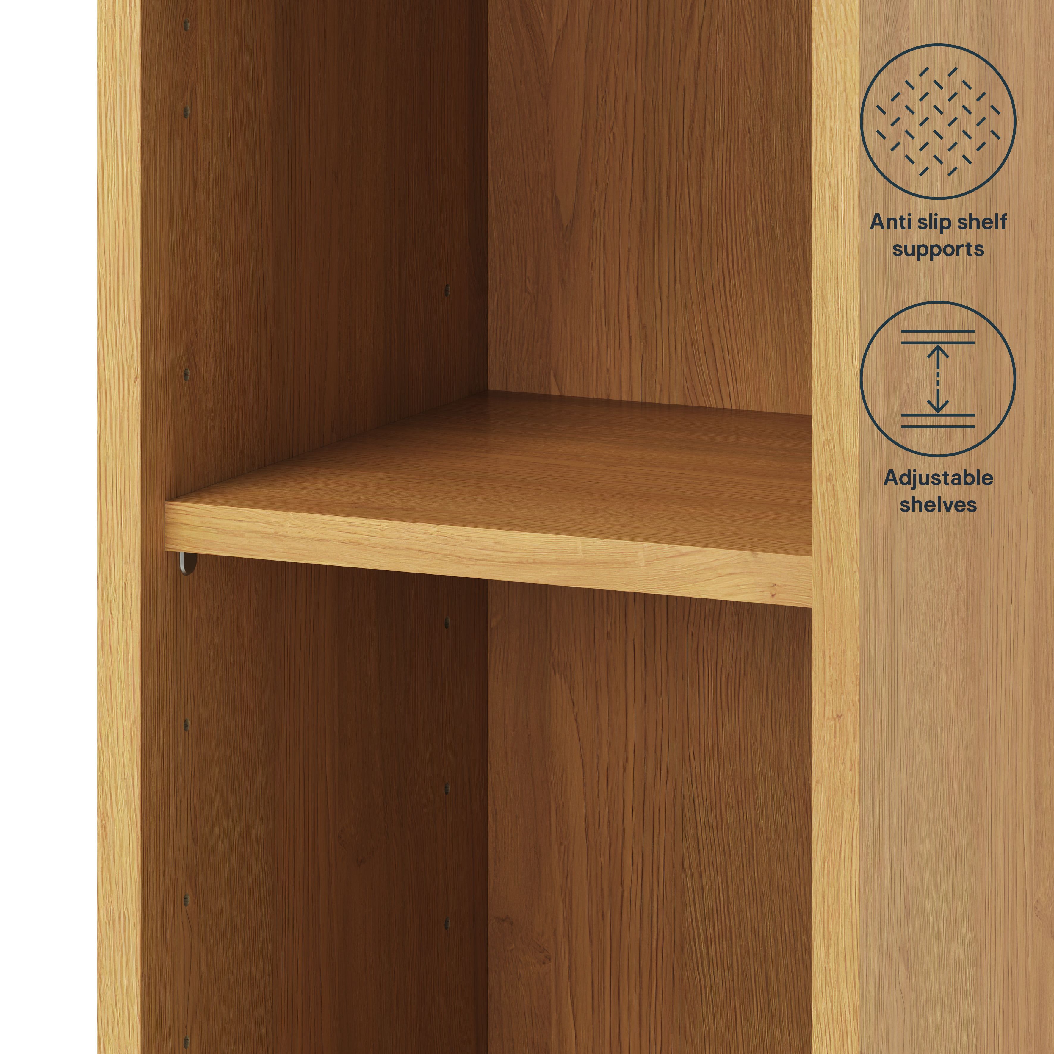 GoodHome Caraway Oak effect Tall Wall cabinet, (W)300mm (D)320mm