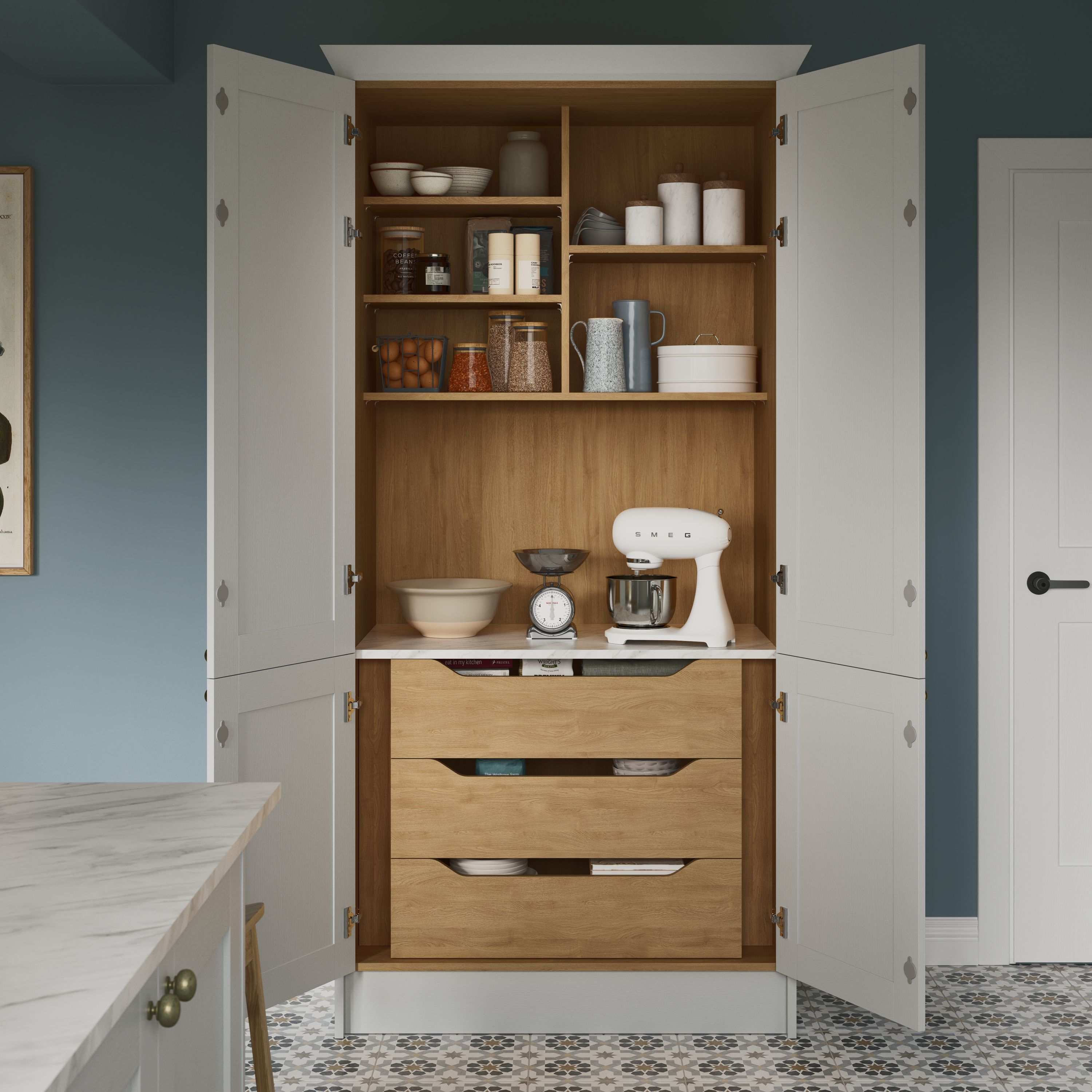 GoodHome Caraway Standard Oak effect 1000mm Pantry shelf pack