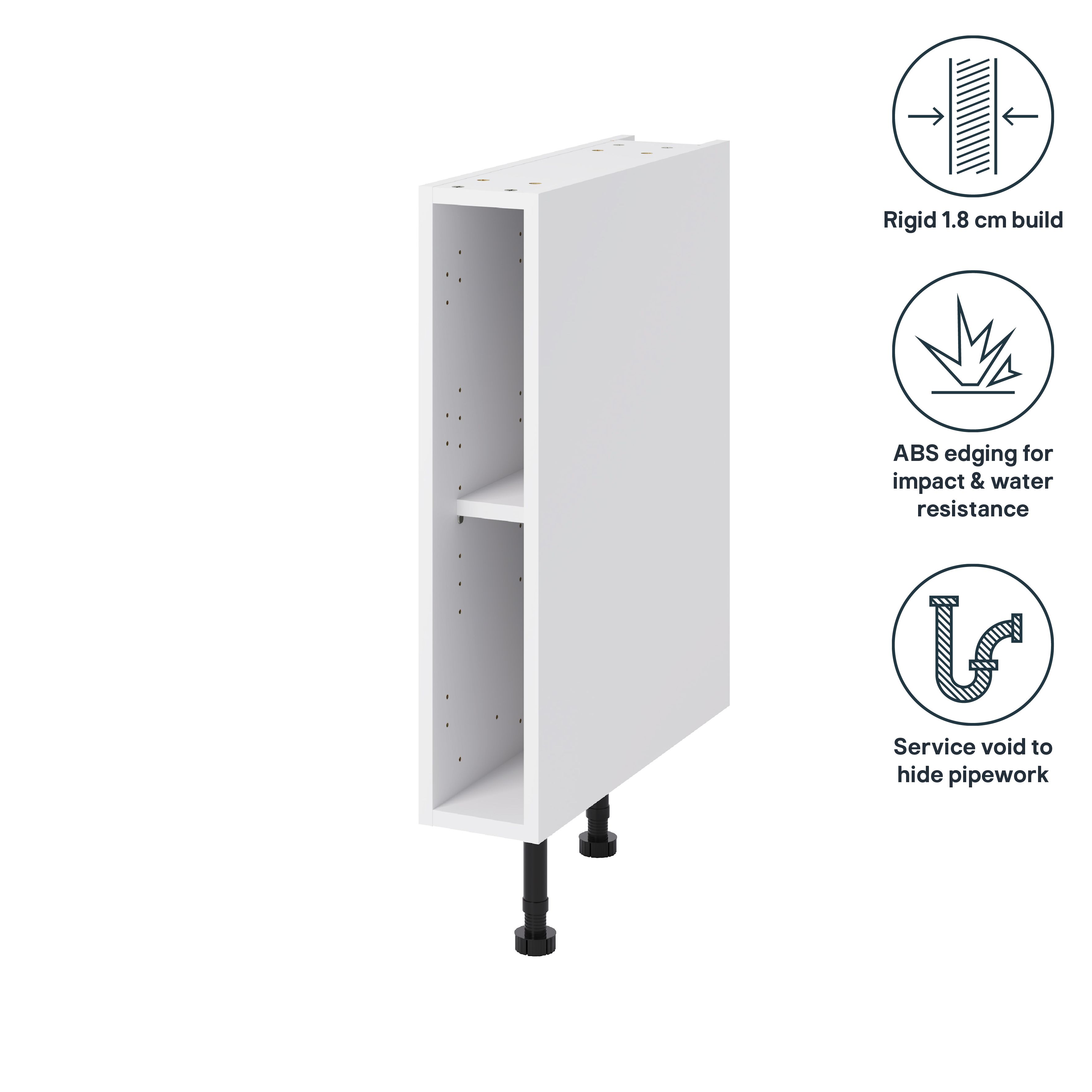 GoodHome Caraway White Base unit, (W)150mm