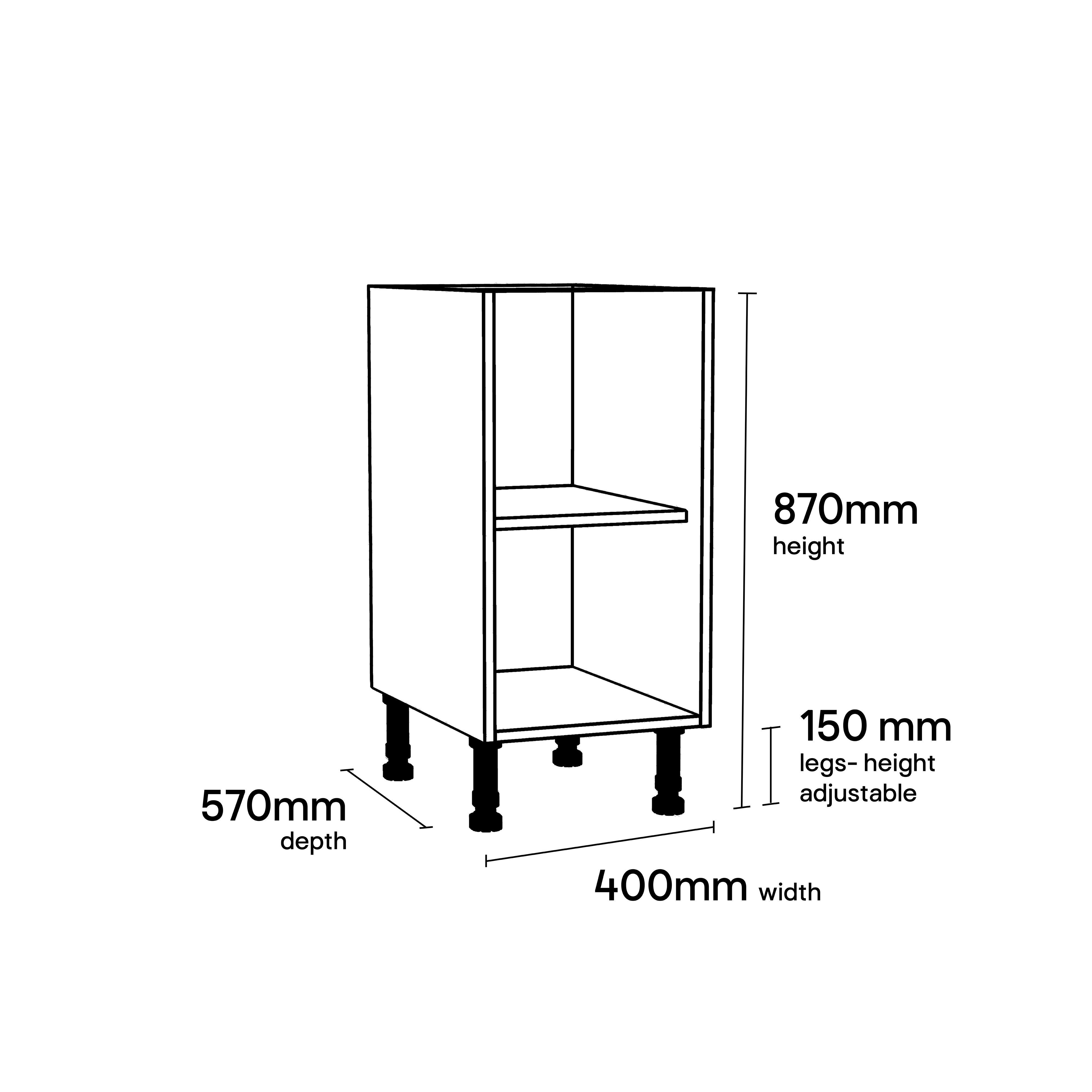 GoodHome Caraway White Base unit, (W)400mm