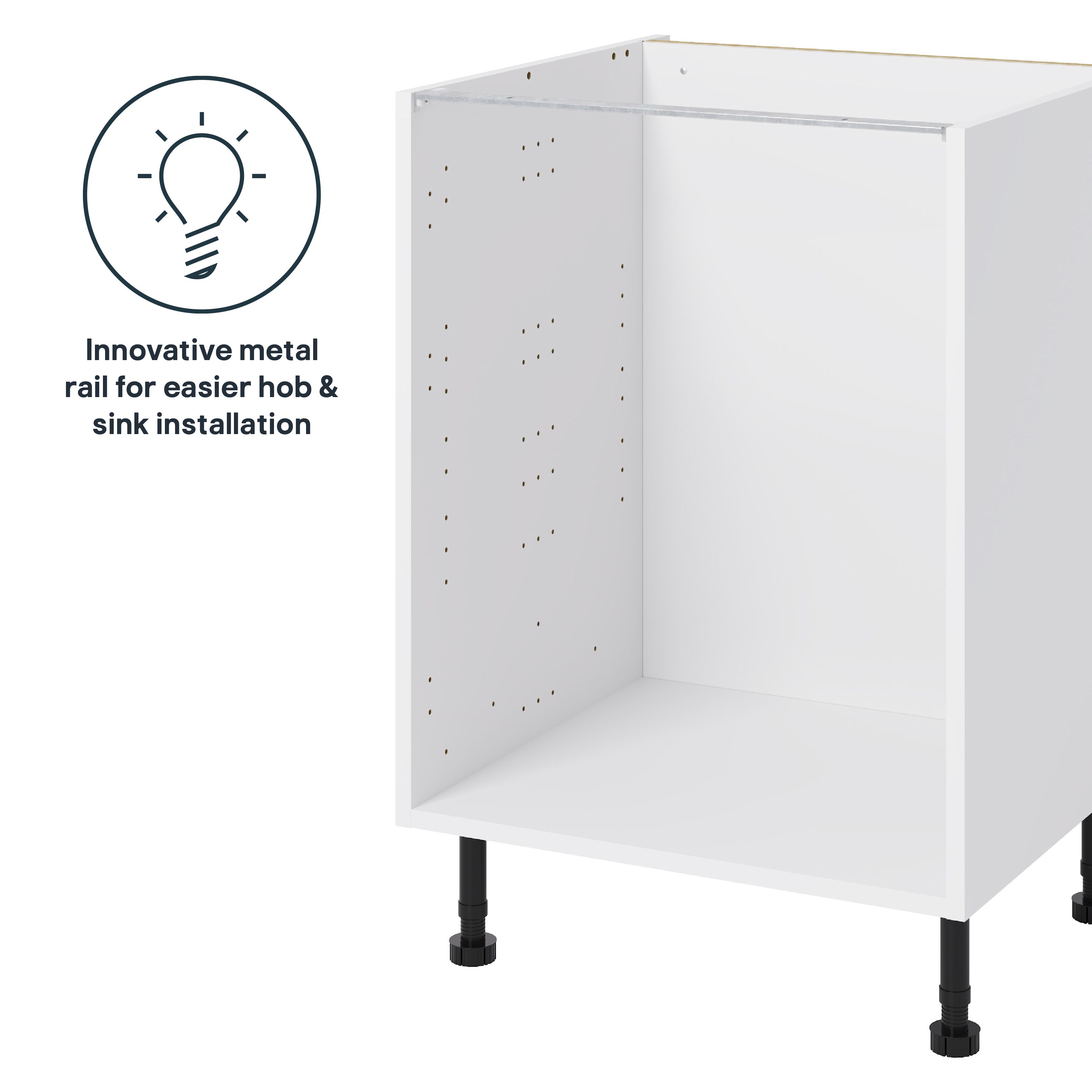 GoodHome Caraway White Base unit, (W)600mm