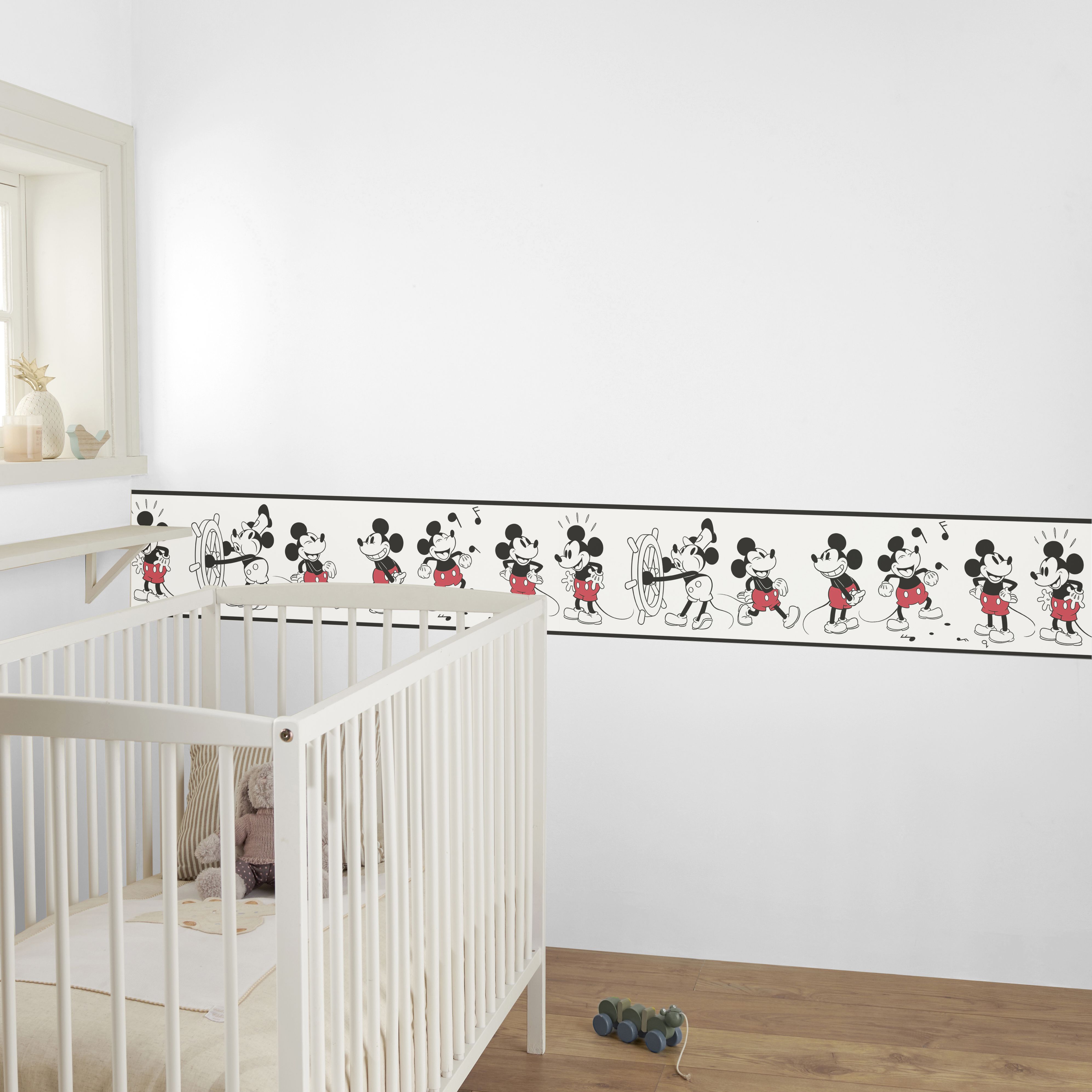 GoodHome Cardus Black & white Mickey Mouse Smooth Border