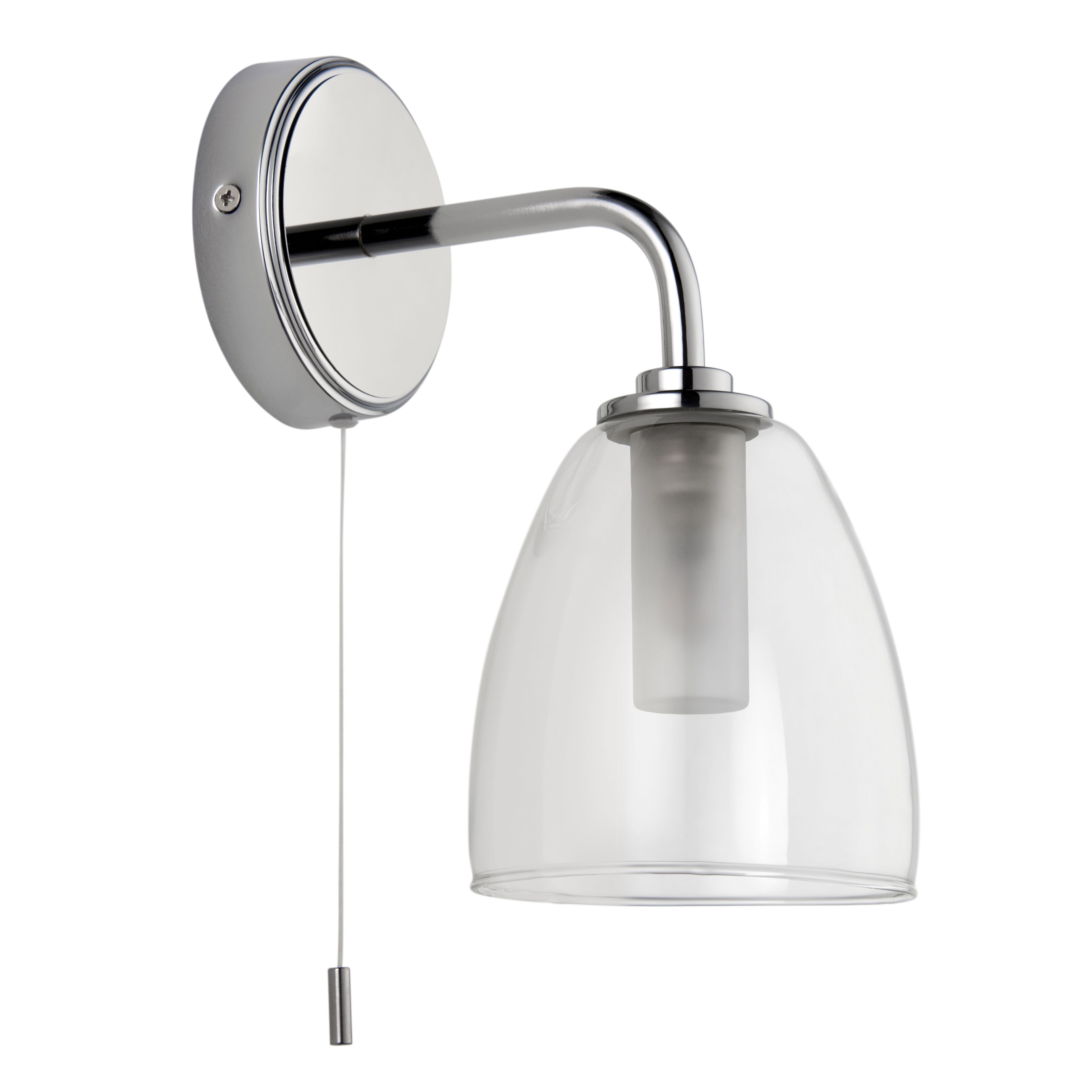 GoodHome Carisi Chrome effect Bathroom Wired Wall light DIY at B Q