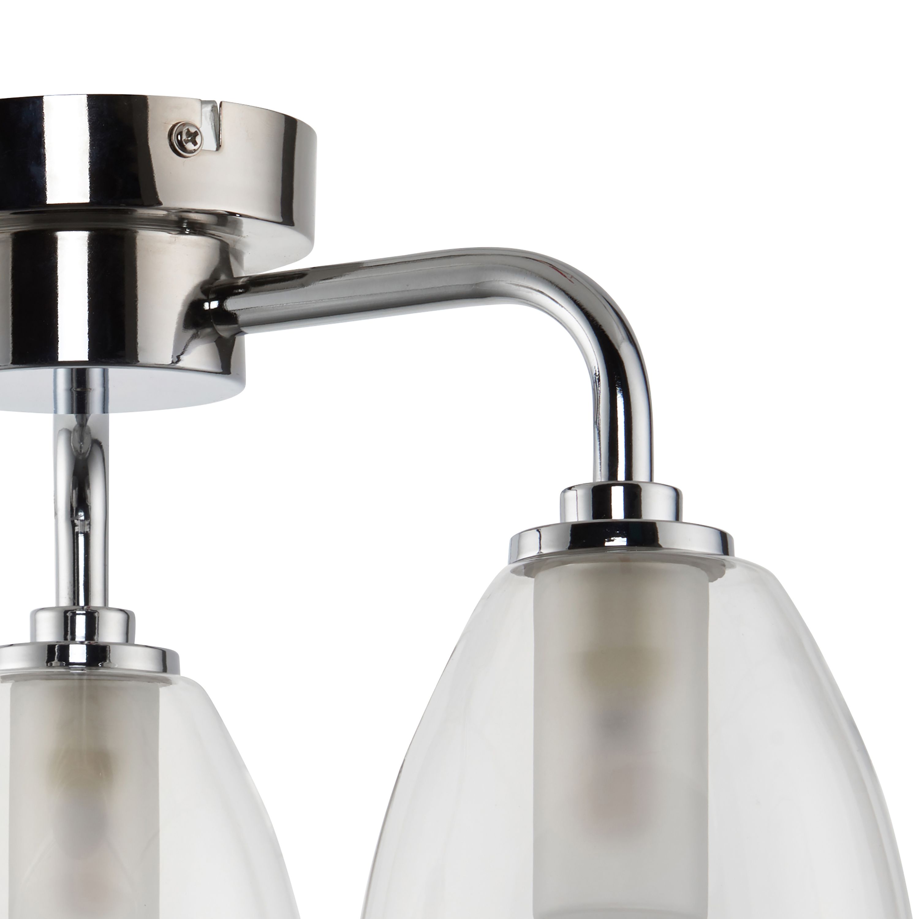 GoodHome Carisi Glass & metal Chrome effect 3 Lamp Bathroom Ceiling light