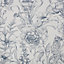 GoodHome Carnanton Navy Floral Metallic effect Smooth Wallpaper
