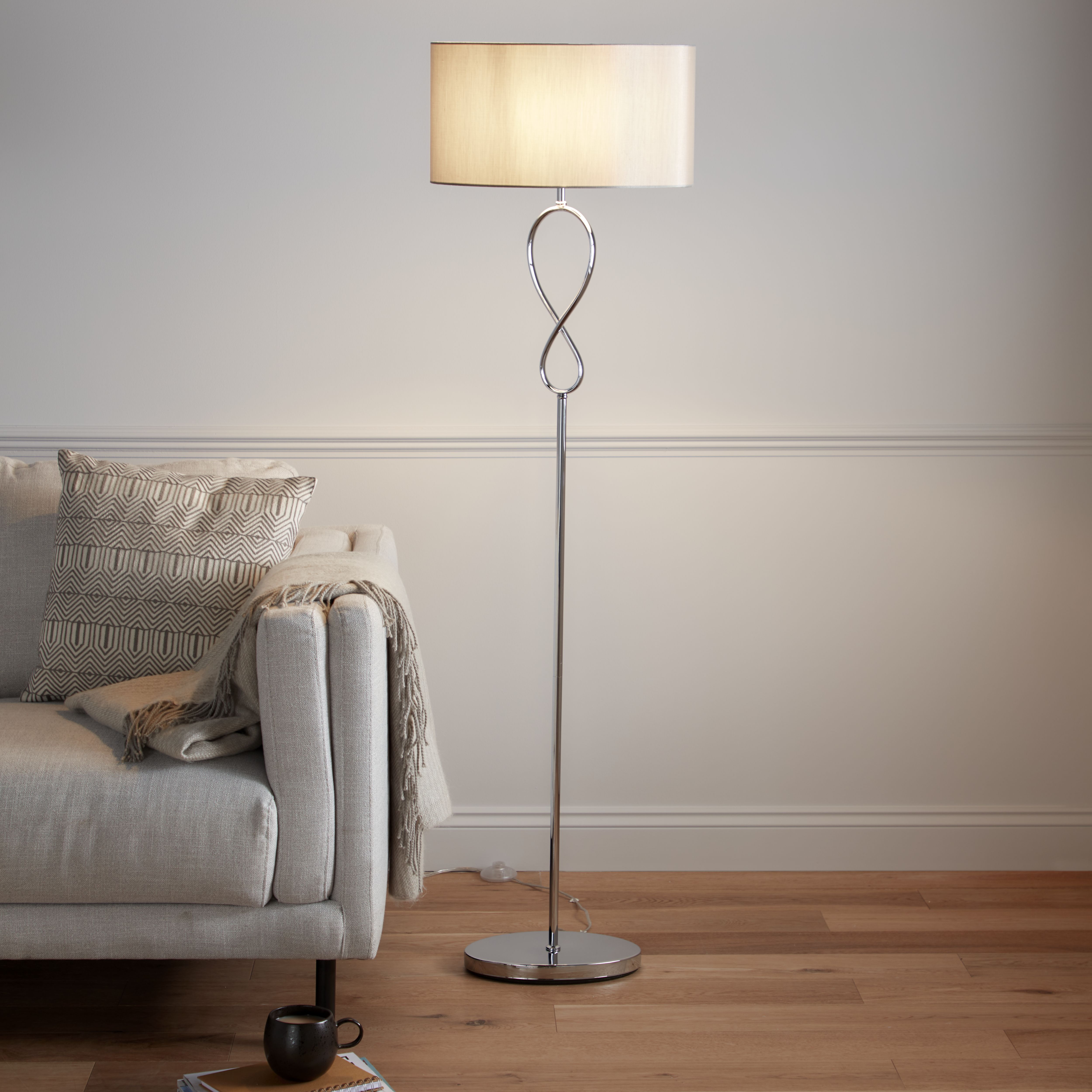 Light grey store floor lamp