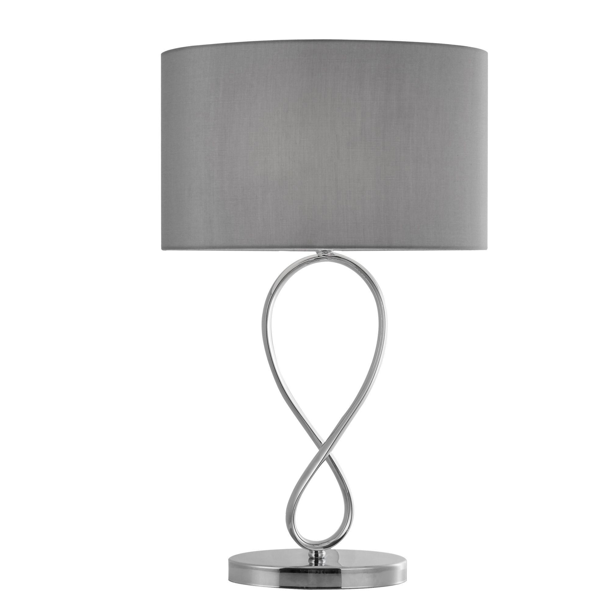 GoodHome Carnavon Modern Round Shiny Light grey Chrome effect Table light