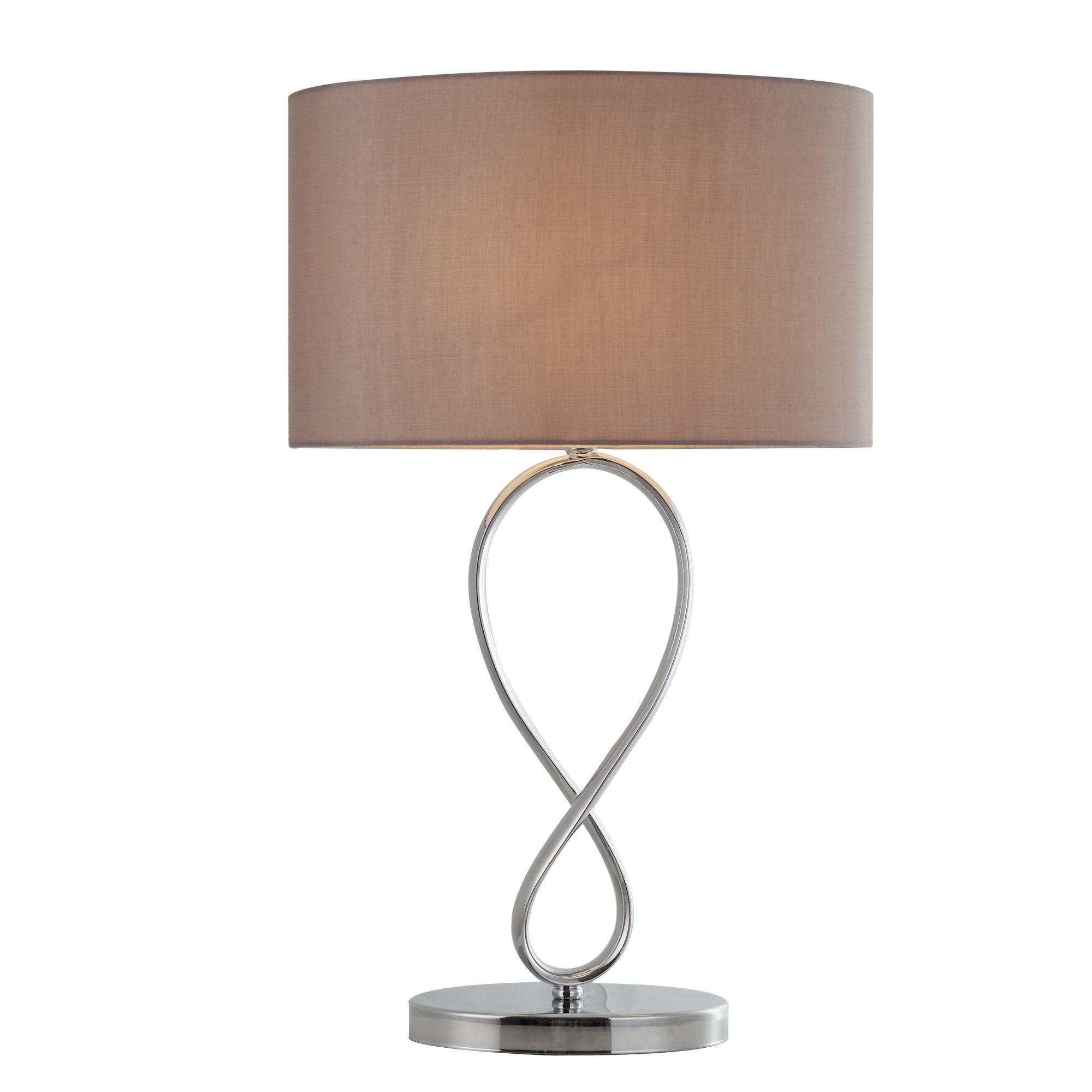 GoodHome Carnavon Modern Round Shiny Light grey Chrome effect Table light