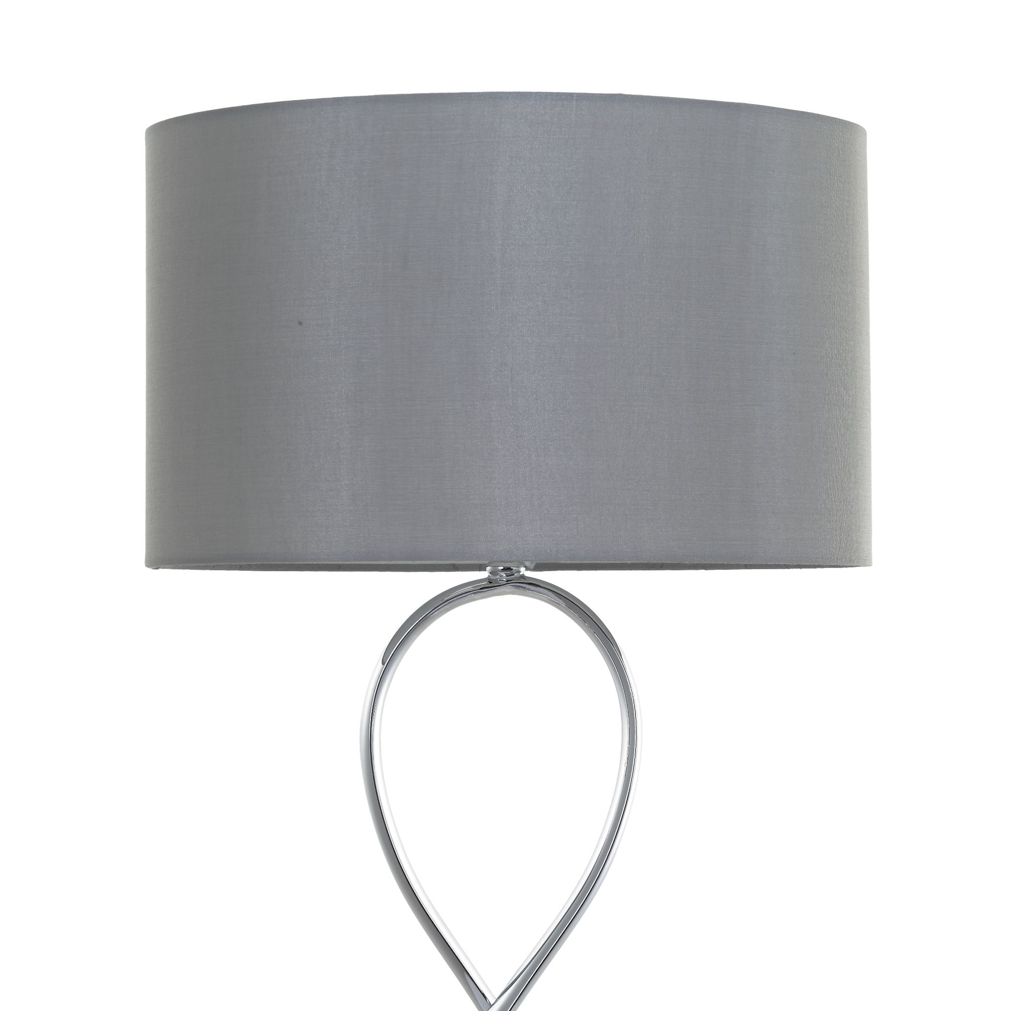 GoodHome Carnavon Modern Round Shiny Light grey Chrome effect Table light