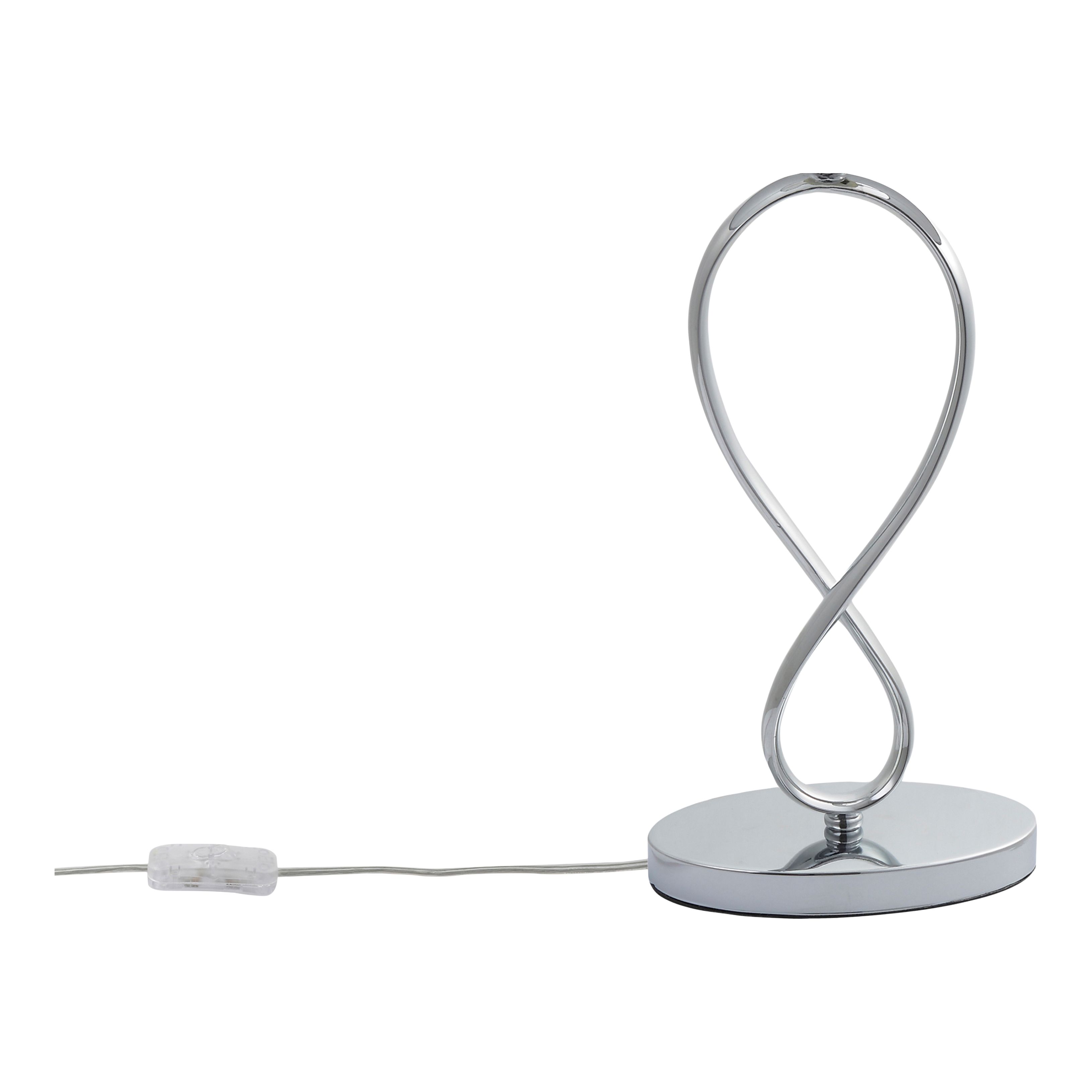 GoodHome Carnavon Modern Round Shiny Light grey Chrome effect Table light