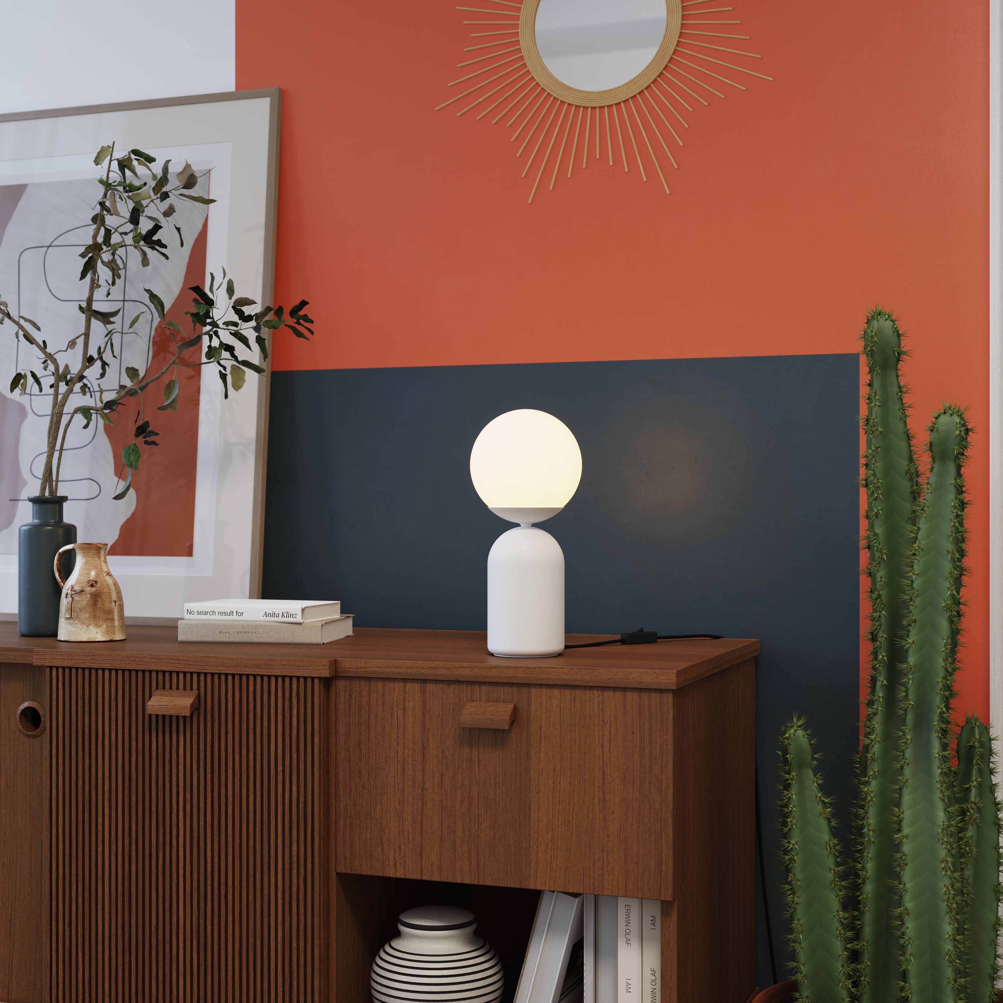 GoodHome Carterton Modern Round Matt Grey Table lamp