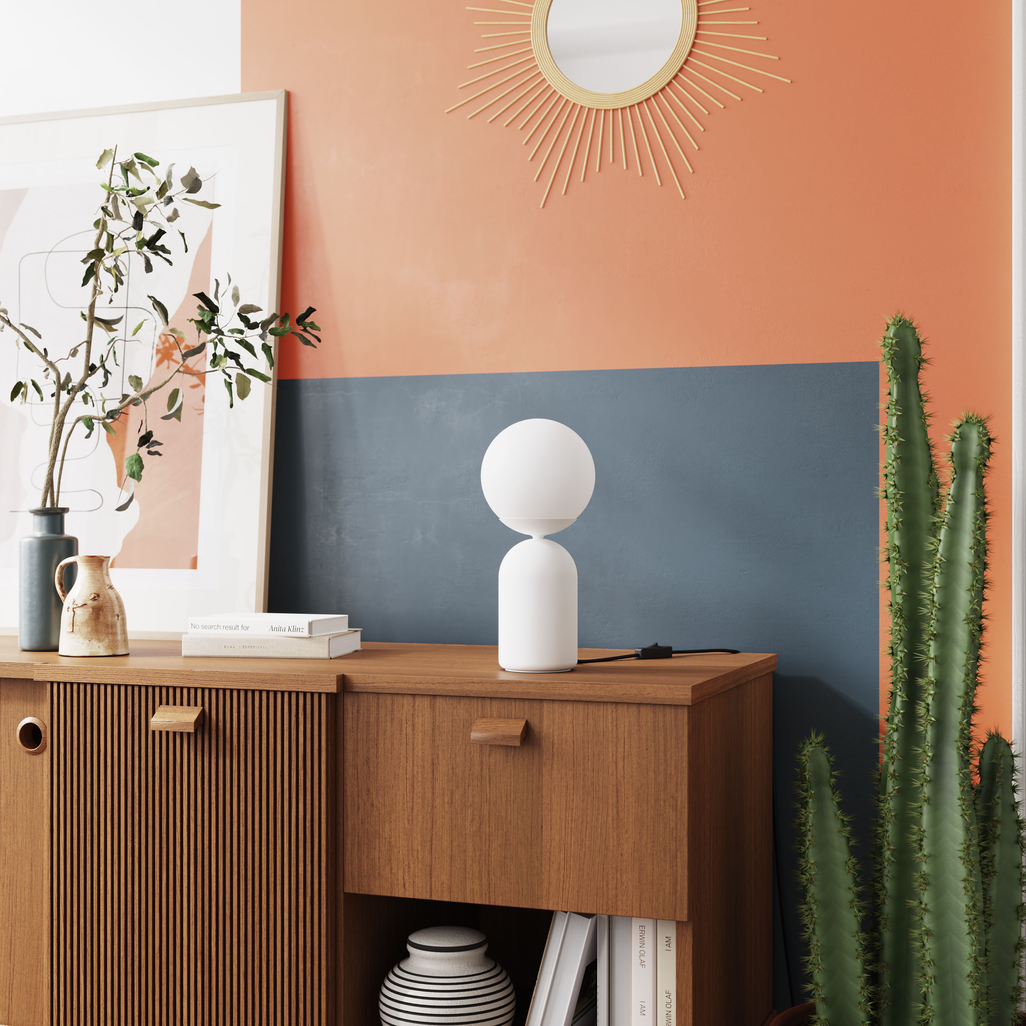 GoodHome Carterton Modern Round Matt Grey Table lamp