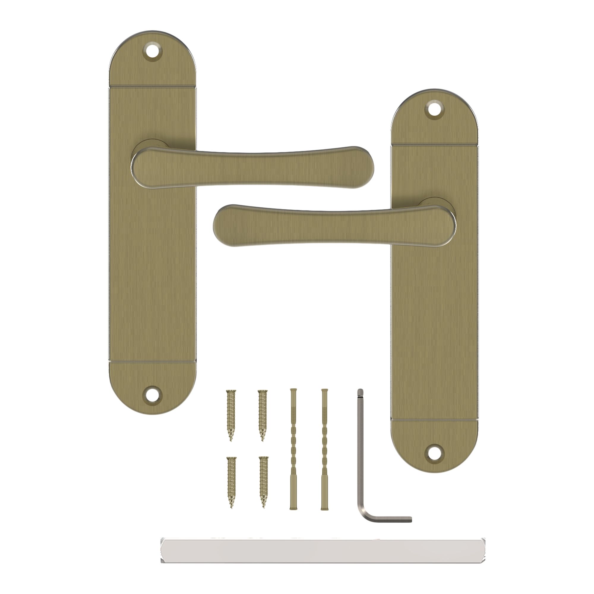 GoodHome Caspe Brushed Antique brass effect Curved Latch Door handle (L)112mm (D)46.3mm Pair