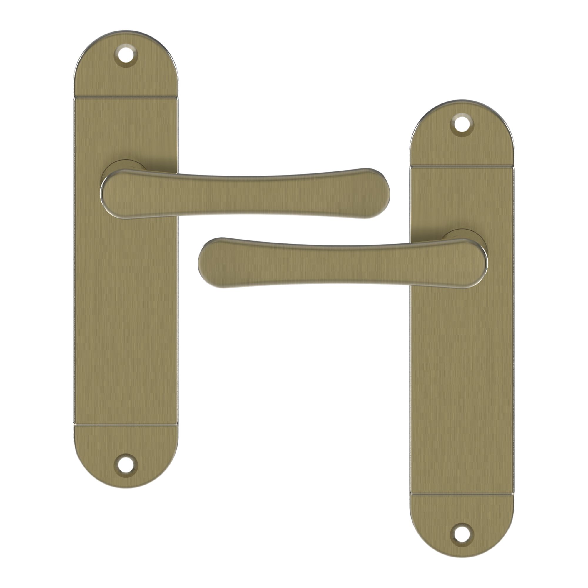GoodHome Caspe Brushed Antique brass effect Curved Latch Door handle (L)112mm (D)46.3mm Pair