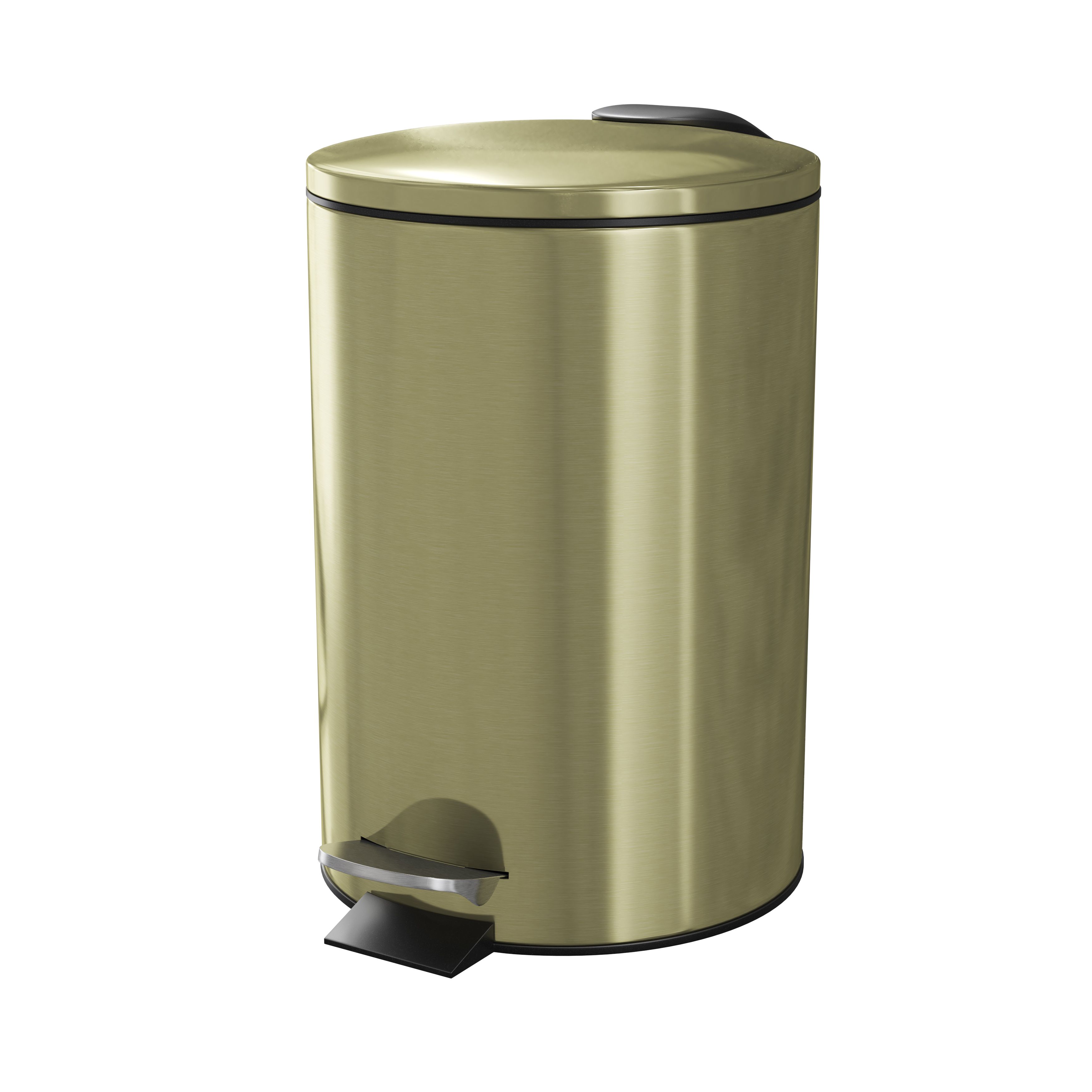 GoodHome Cavalla Steel Round Bathroom Pedal Bin, 3L DIY at B&Q