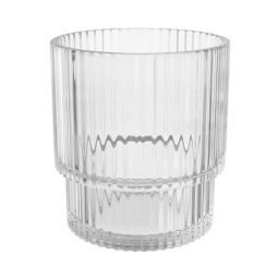 GoodHome CAVALLA Transparent Ribbed effect Glass Tumbler