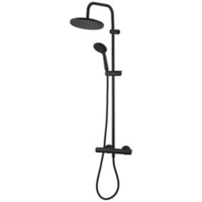 GoodHome Cavally 3-spray pattern Wall-mounted Black Thermostatic Shower kit