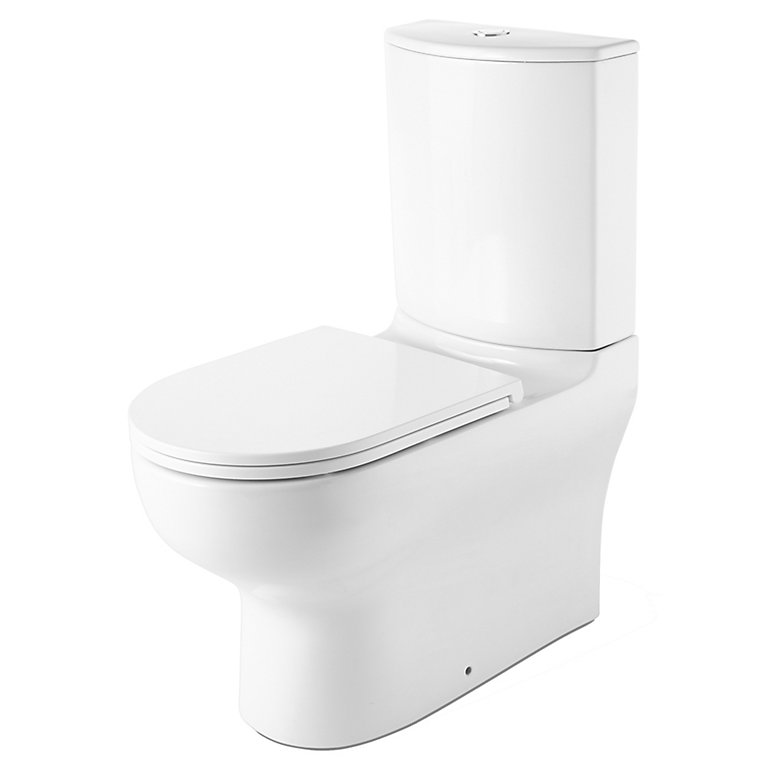 GoodHome Cavally Back to wall closecoupled Rimless Toilet set with Soft close seat DIY at B&Q