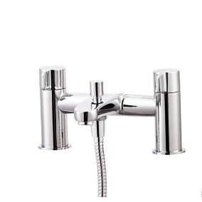 GoodHome Cavally Chrome effect Ceramic disk Freestanding Mixer tap with shower kit