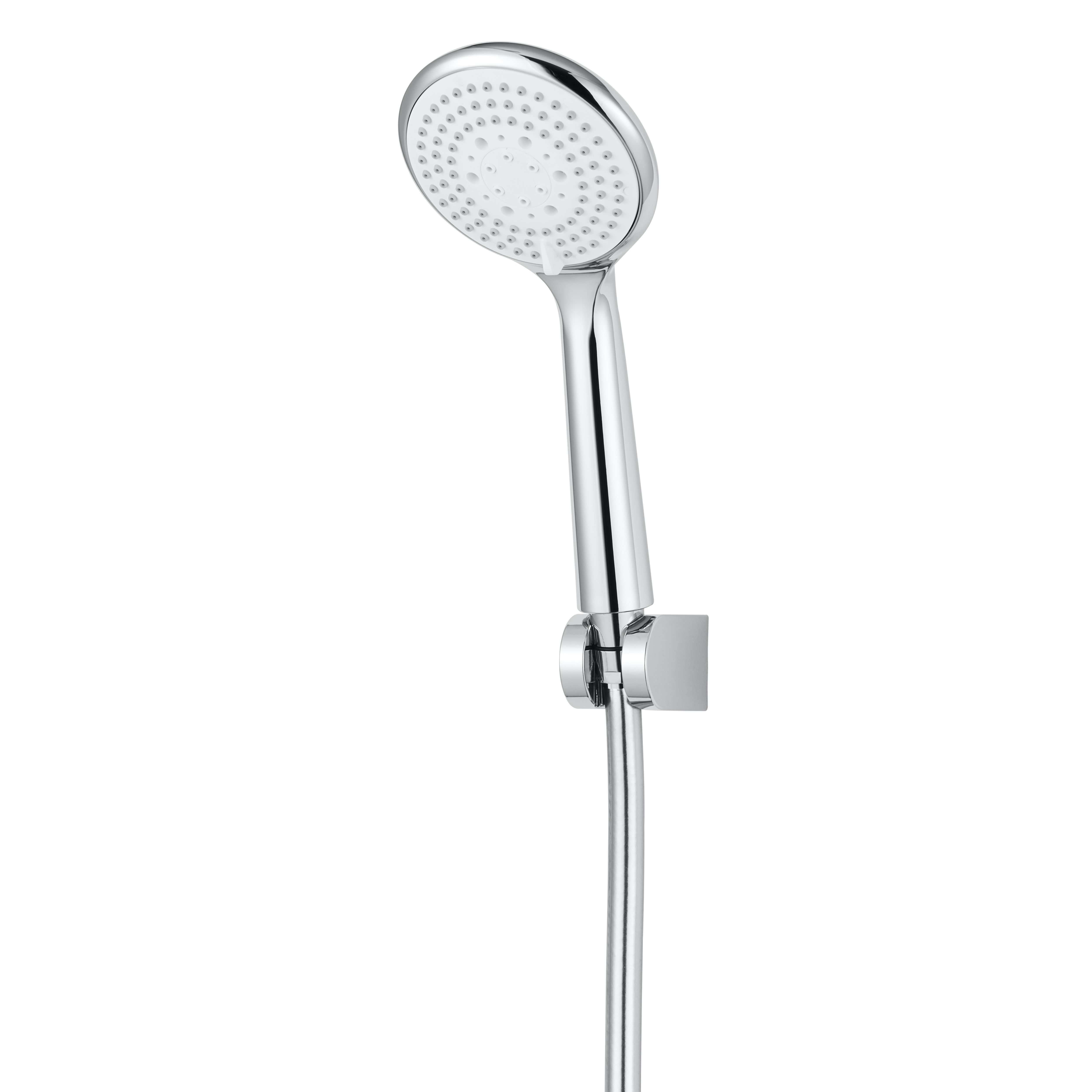 GoodHome Cavally Chrome effect Wall-mounted 3-spray pattern Shower head ...