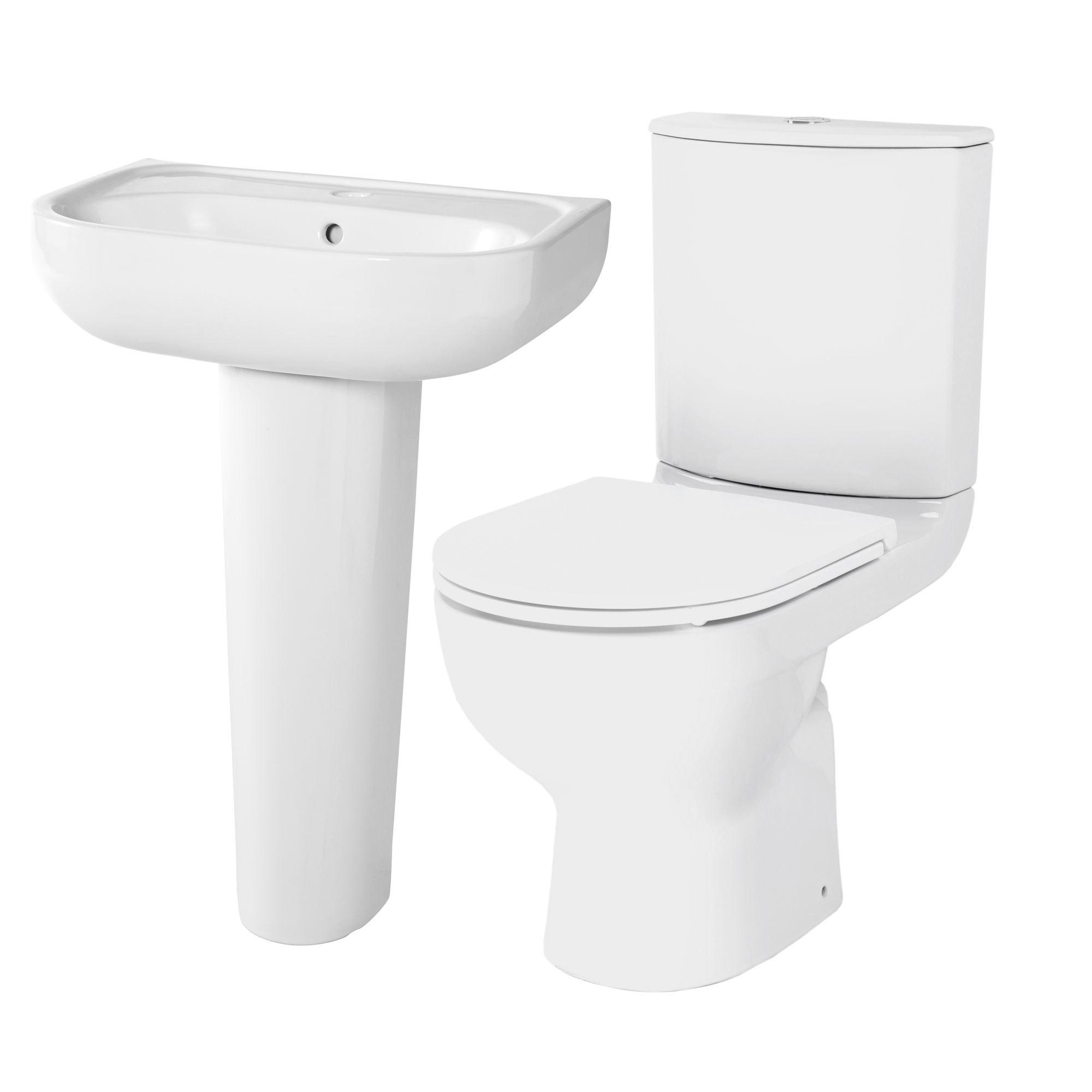 GoodHome Cavally compact White Close-coupled Floor-mounted Toilet ...