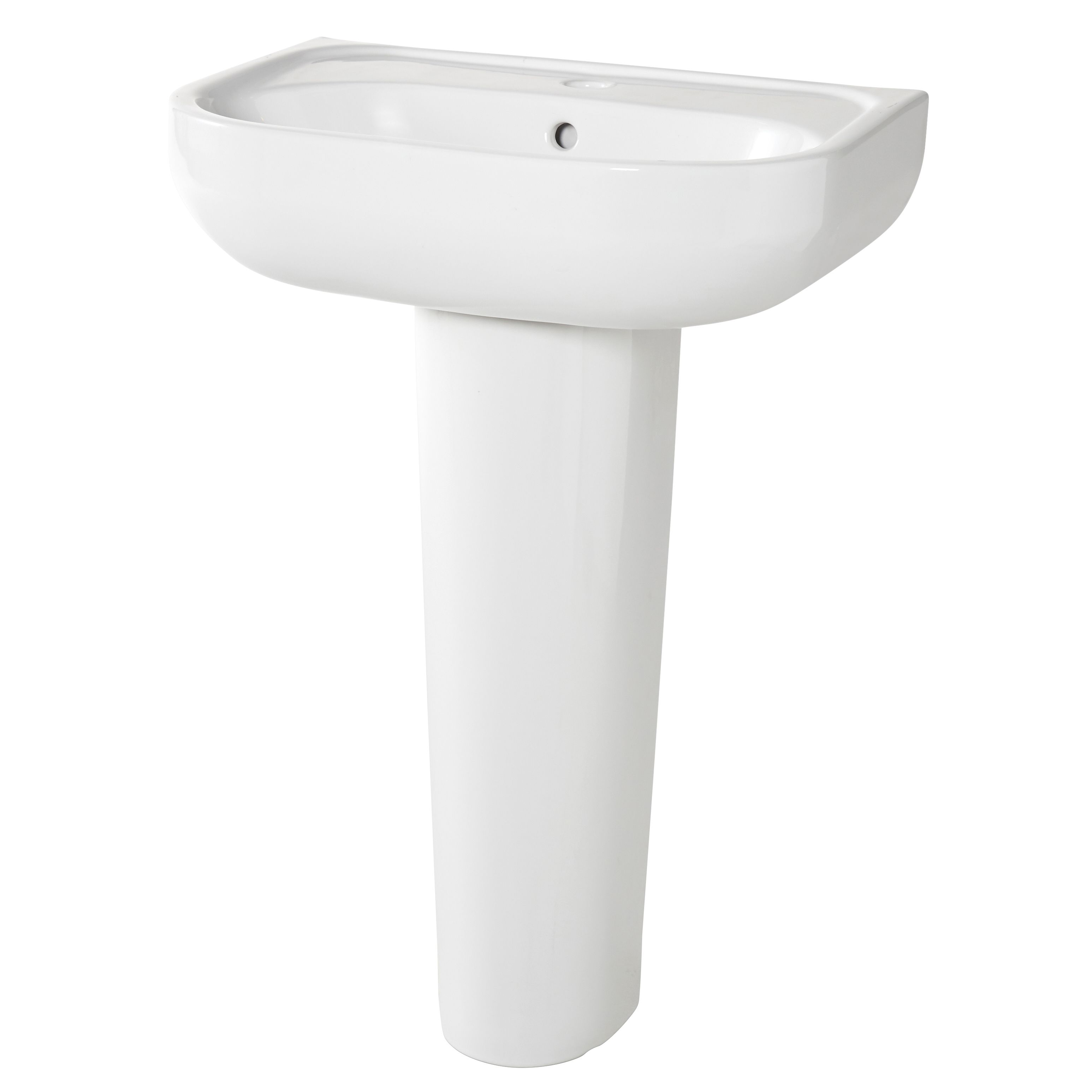 GoodHome Cavally Gloss White Oval Full pedestal 1 tap hole Basin (H)84cm (W)56cm