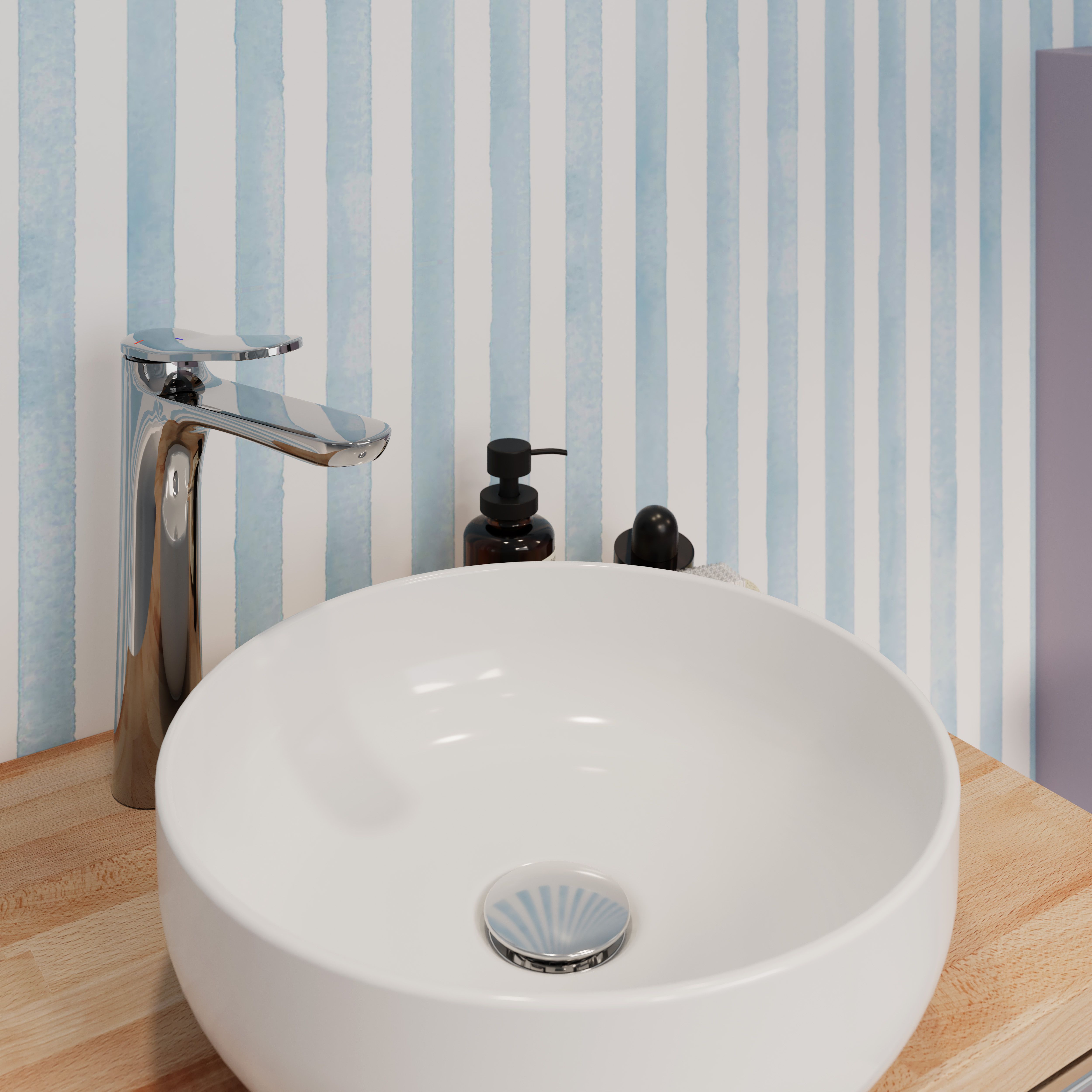 GoodHome Cavally Gloss White Round Counter top Basin (W)35cm