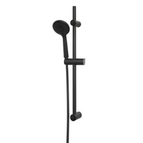 GoodHome Cavally Matt Black 3-spray pattern Wall-mounted Shower kit