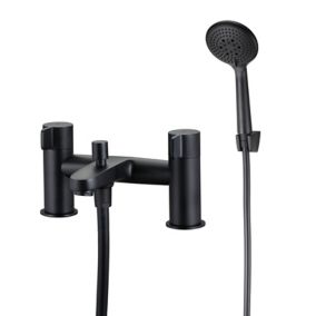 GoodHome Cavally Matt Black Ceramic disk Single Mixer tap with shower kit