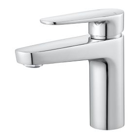 GoodHome Cavally Medium Gloss Chrome effect Round Deck-mounted Manual Basin Mono mixer Tap