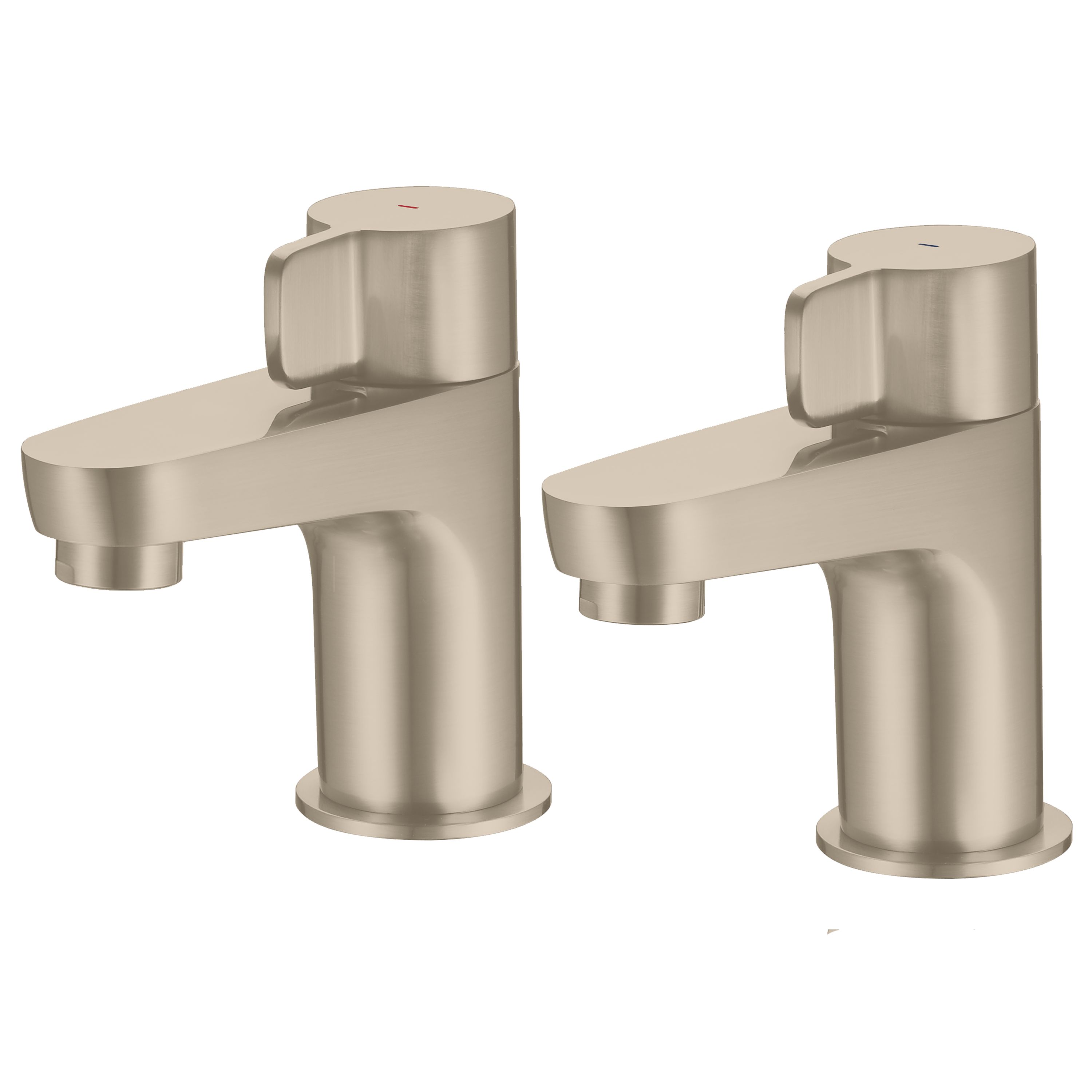 GoodHome Cavally Nickel effect Bath Pillar Tap, Pair