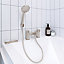GoodHome Cavally Nickel effect Ceramic disk Freestanding Mixer tap with shower kit