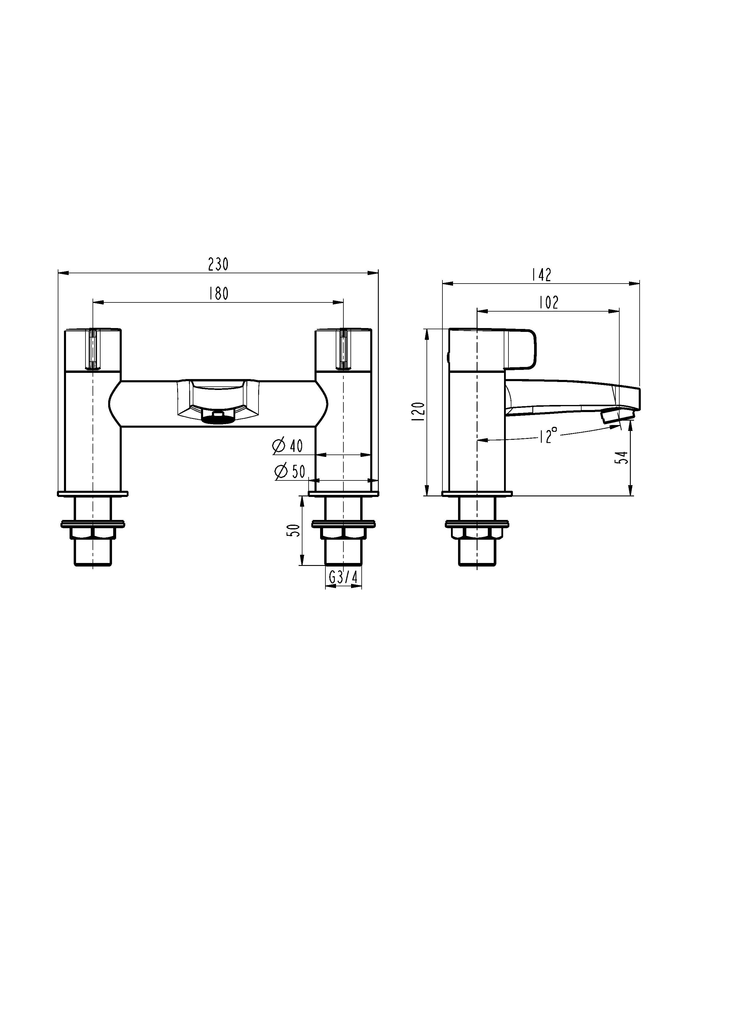GoodHome Cavally Nickel effect Deck-mounted Manual Single Bath Filler Tap