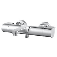 GoodHome Cavally Polished Chrome effect Wall-mounted Thermostatic Mono mixer Tap