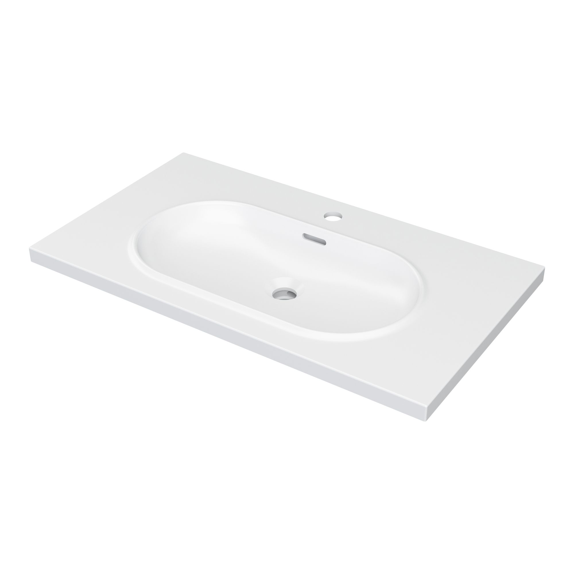 GoodHome Cavally Satin White Rectangular Single Vanity Basin (W)80.4cm