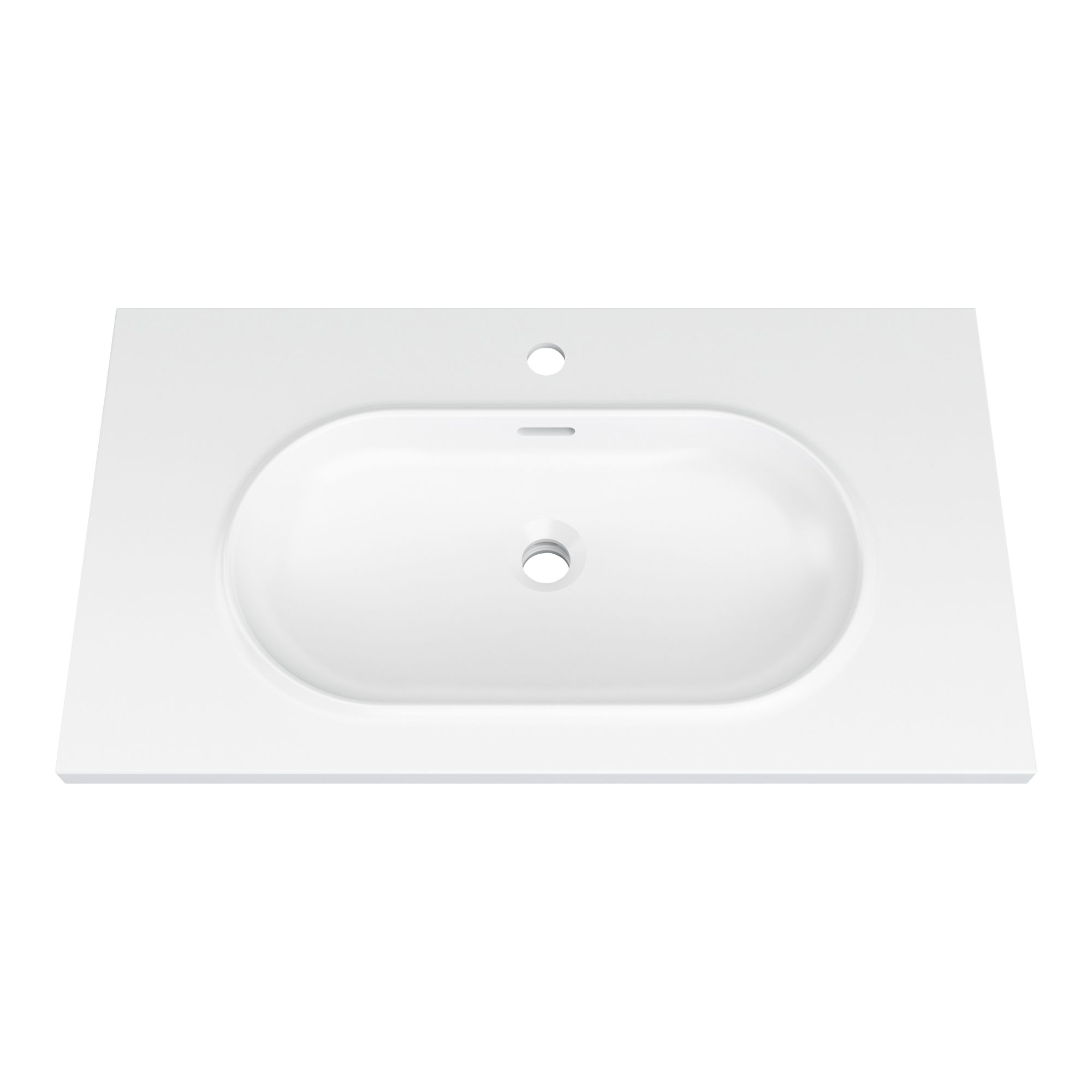 GoodHome Cavally Satin White Rectangular Single Vanity Basin (W)80.4cm