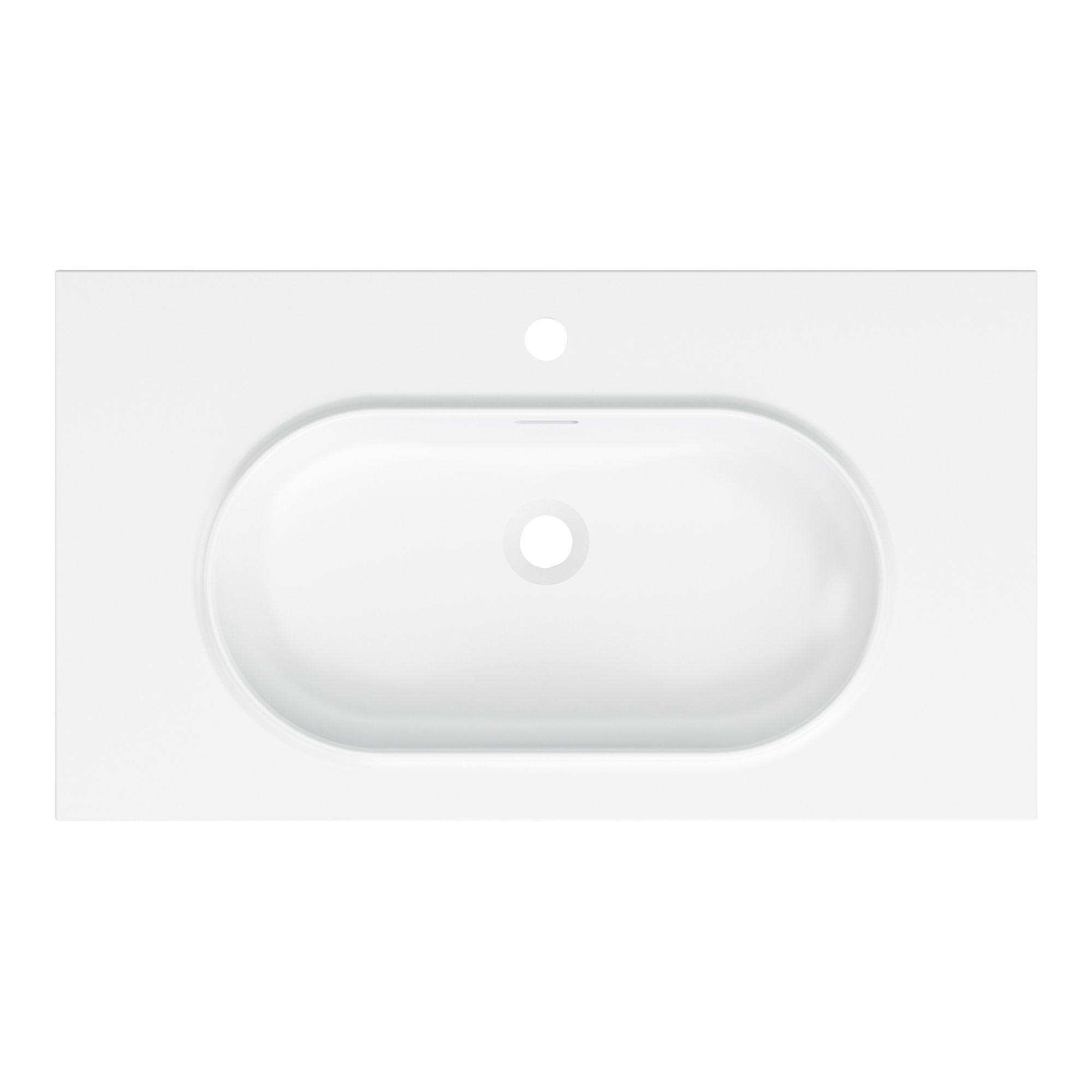 GoodHome Cavally Satin White Rectangular Single Vanity Basin (W)80.4cm