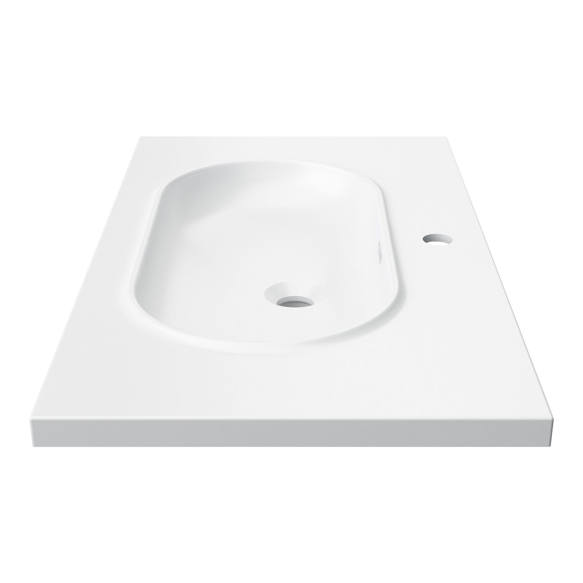 GoodHome Cavally Satin White Rectangular Single Vanity Basin (W)80.4cm