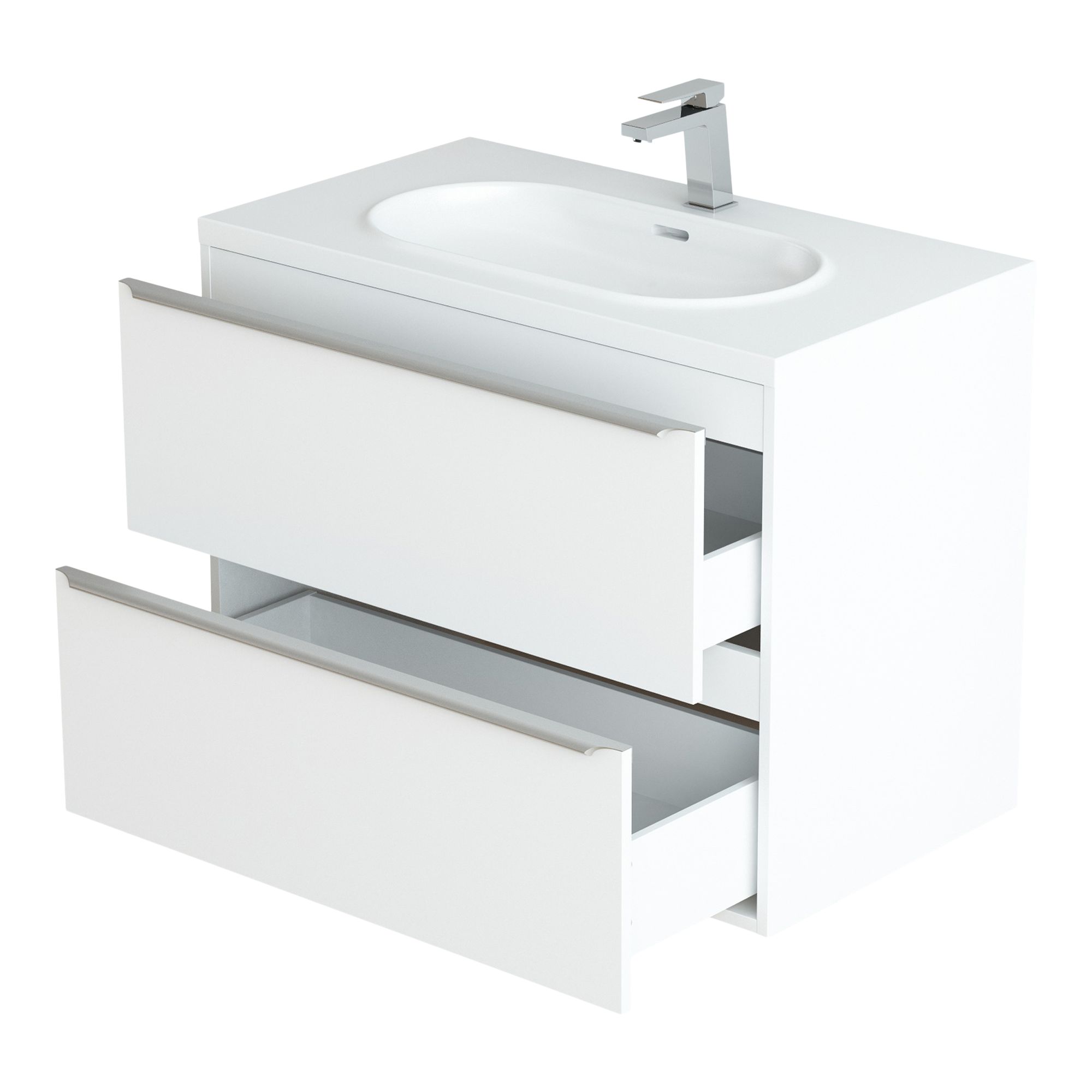 GoodHome Cavally Satin White Rectangular Single Vanity Basin (W)80.4cm
