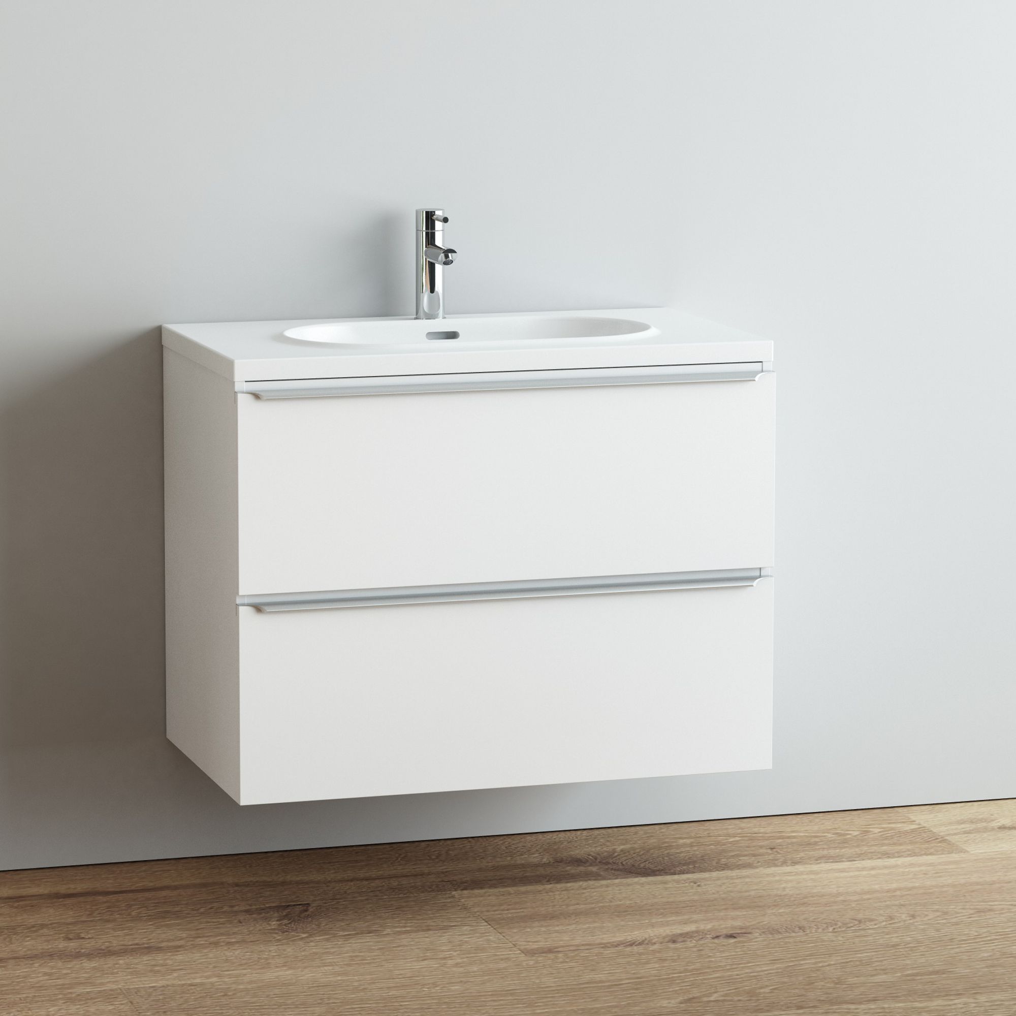GoodHome Cavally Satin White Rectangular Single Vanity Basin (W)80.4cm