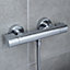 GoodHome Cavally Silver Chrome effect 1 outlet Wall Thermostatic Shower mixer