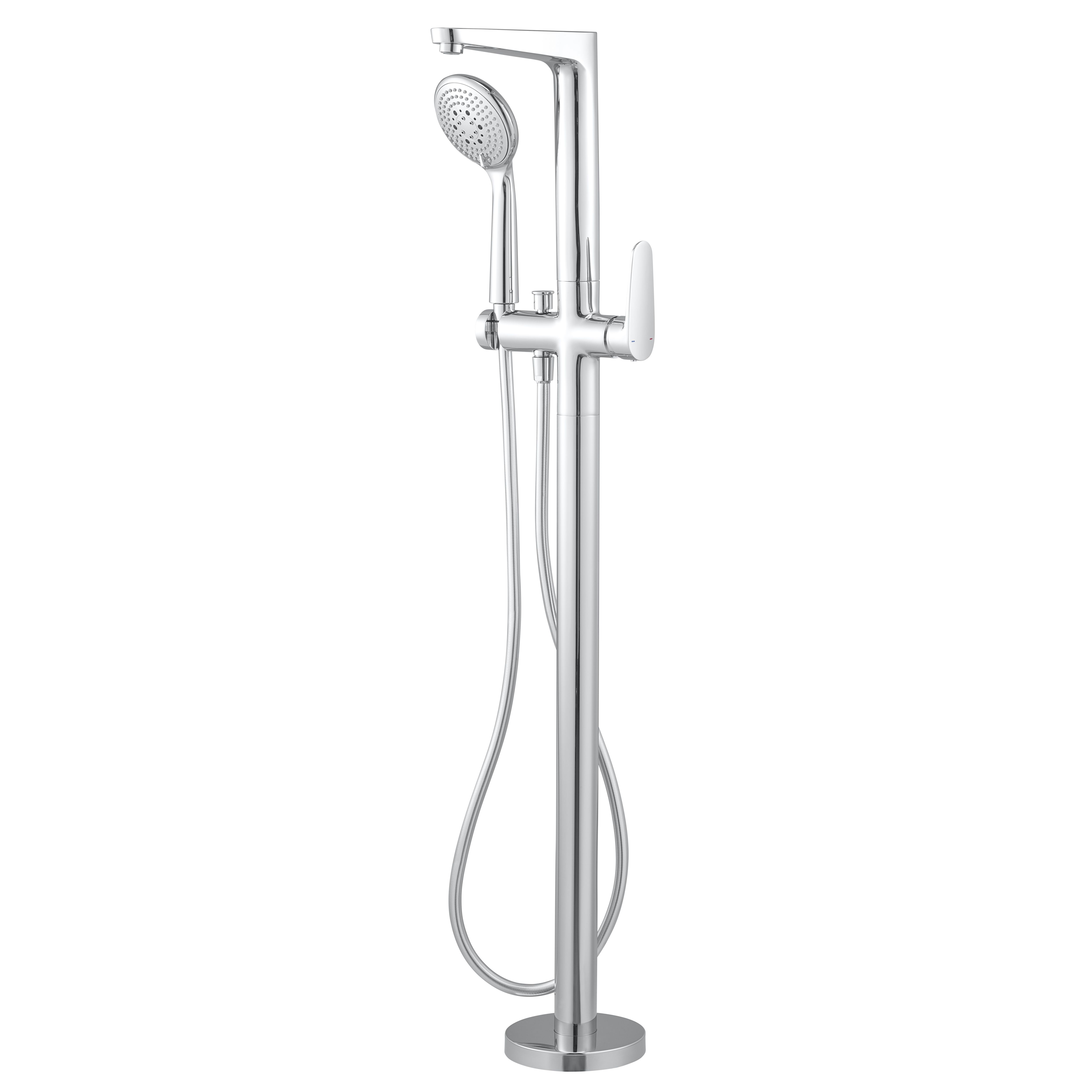 GoodHome Cavally Silver Chrome effect Ceramic disk Floor-mounted Mixer tap with shower kit